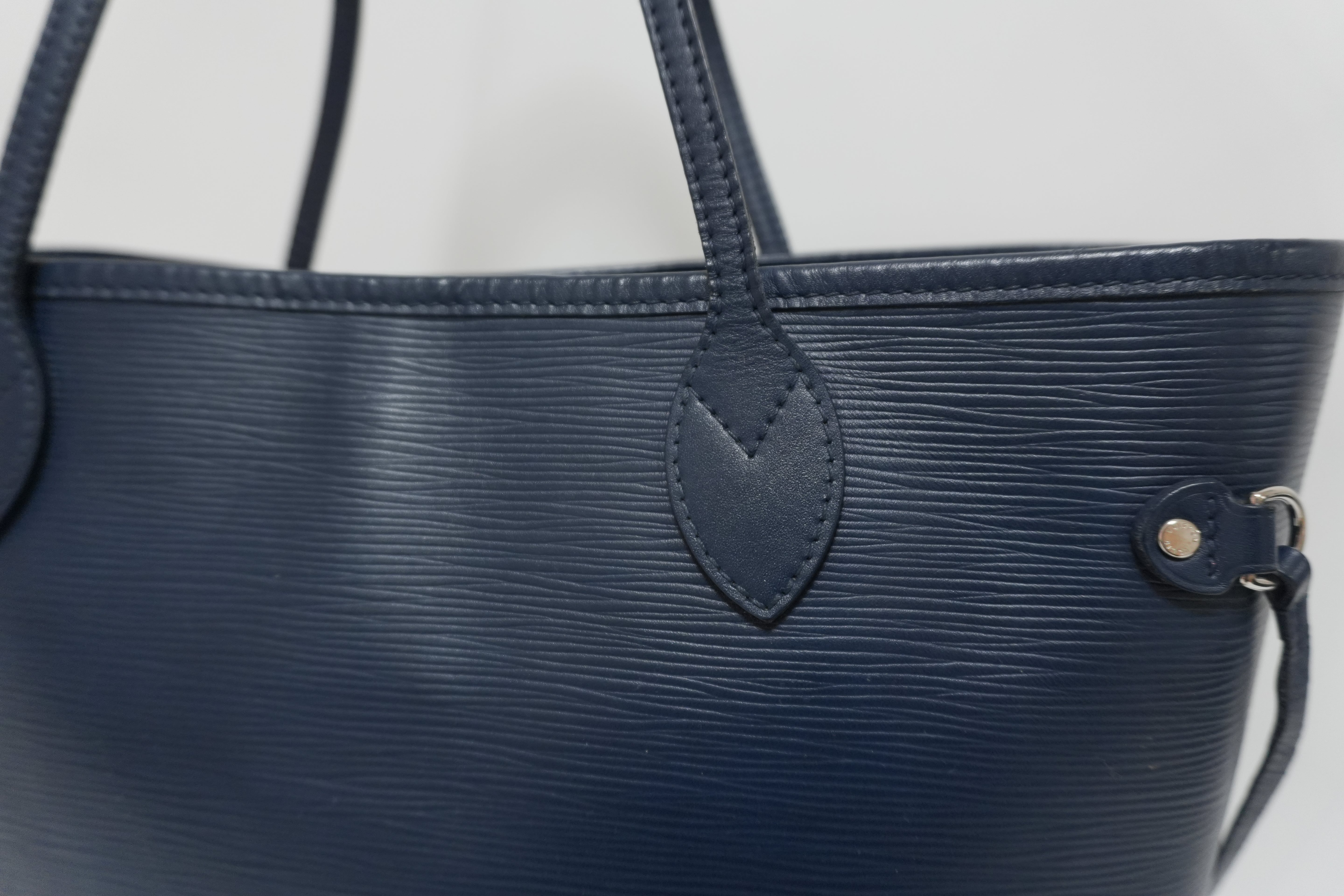 Louis Vuitton Neverfull MM Shoulder Tote Bag Blue Used