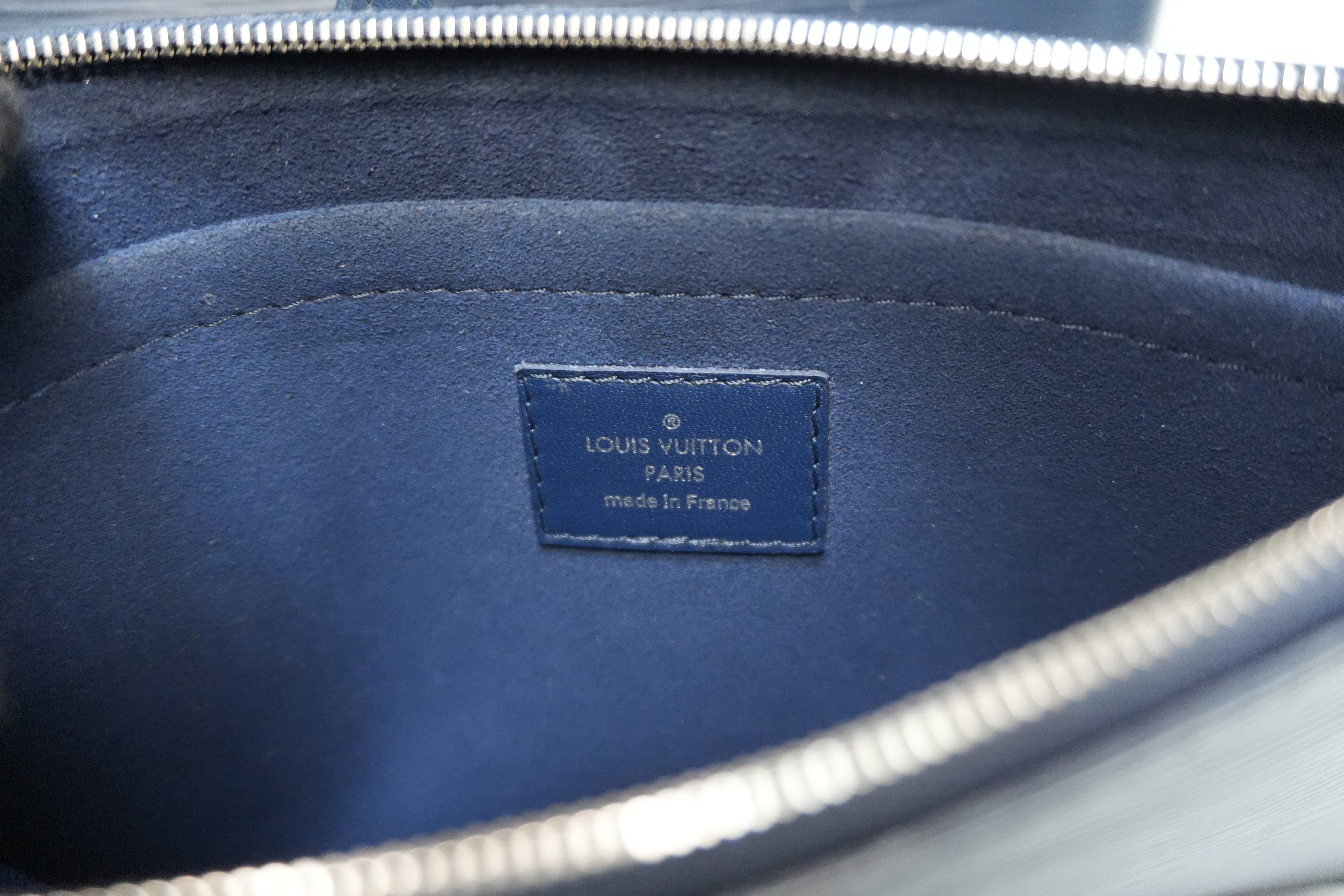 Louis Vuitton Neverfull MM Shoulder Tote Bag Blue Used