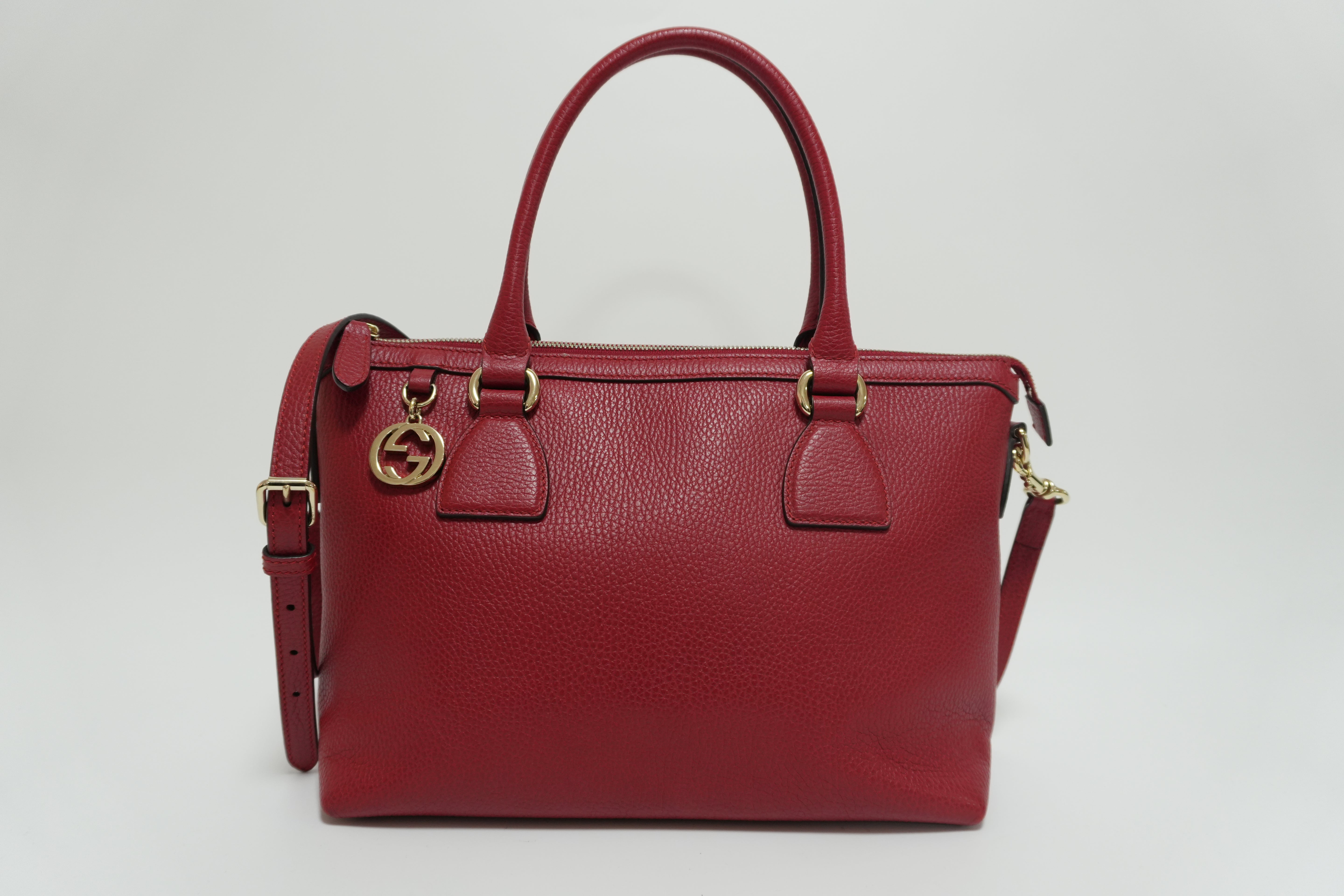 Gucci Charmy Leather Two-Way Handbag Red Used