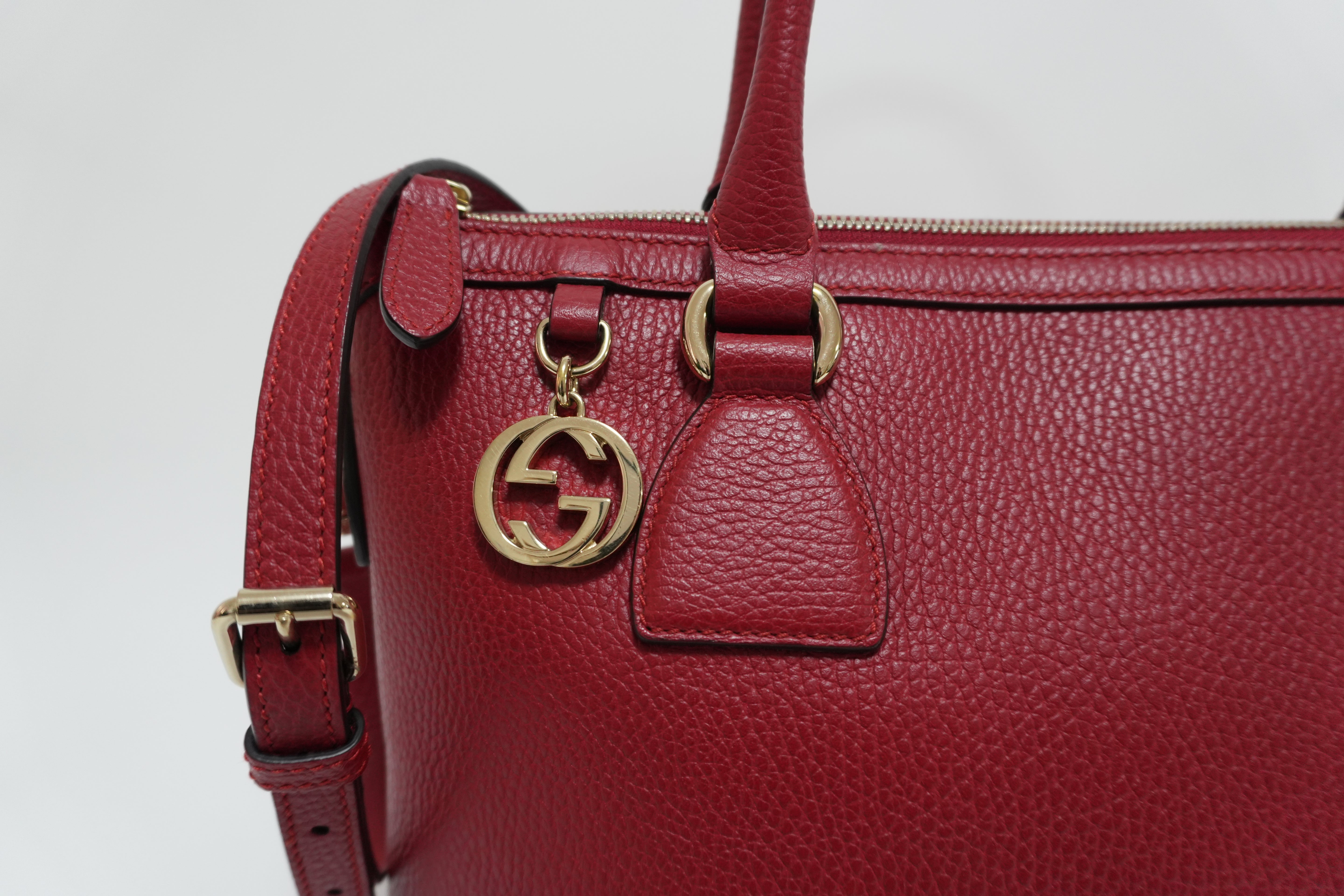 Gucci Charmy Leather Two-Way Handbag Red Used