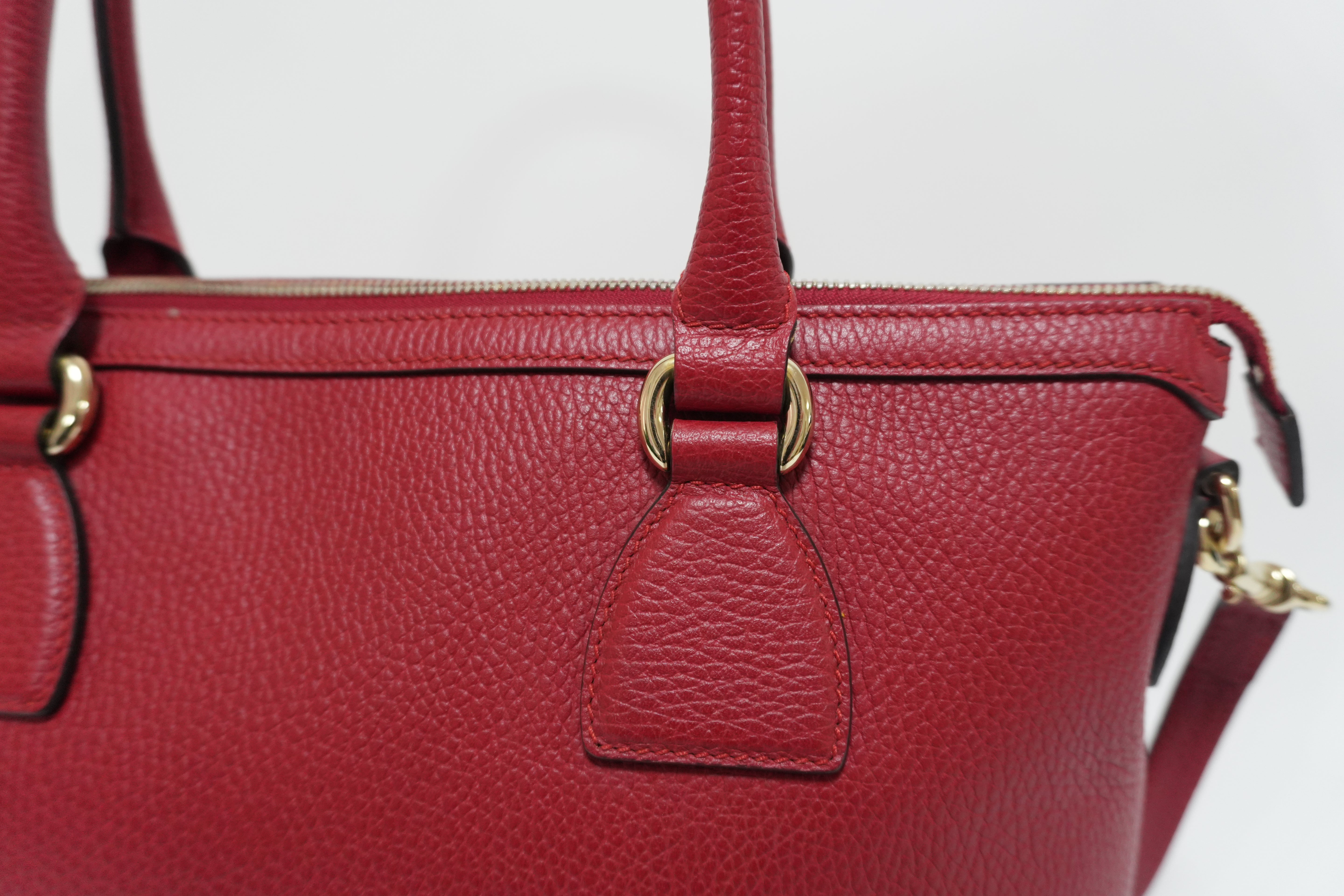 Gucci Charmy Leather Two-Way Handbag Red Used