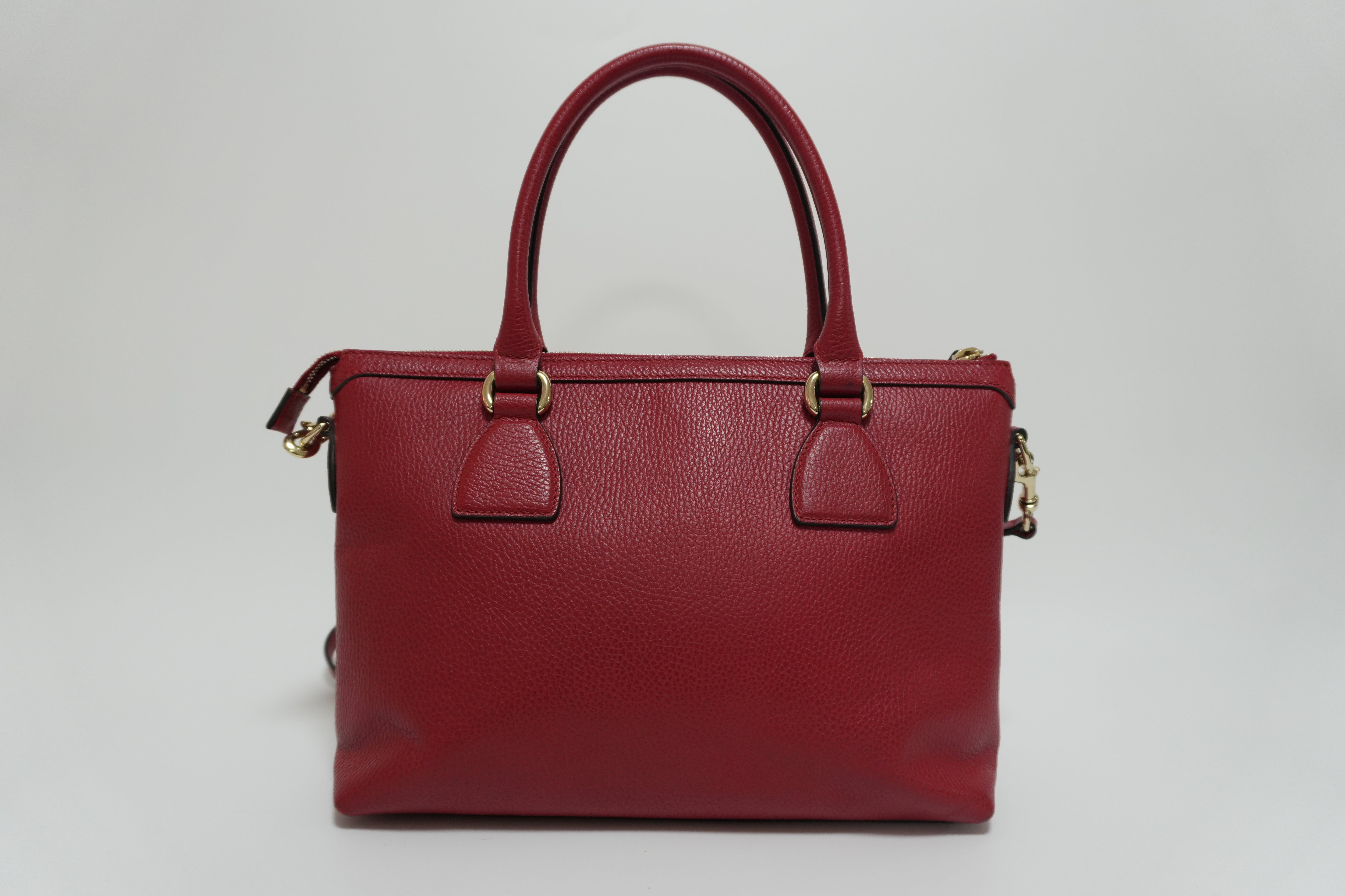 Gucci Charmy Leather Two-Way Handbag Red Used