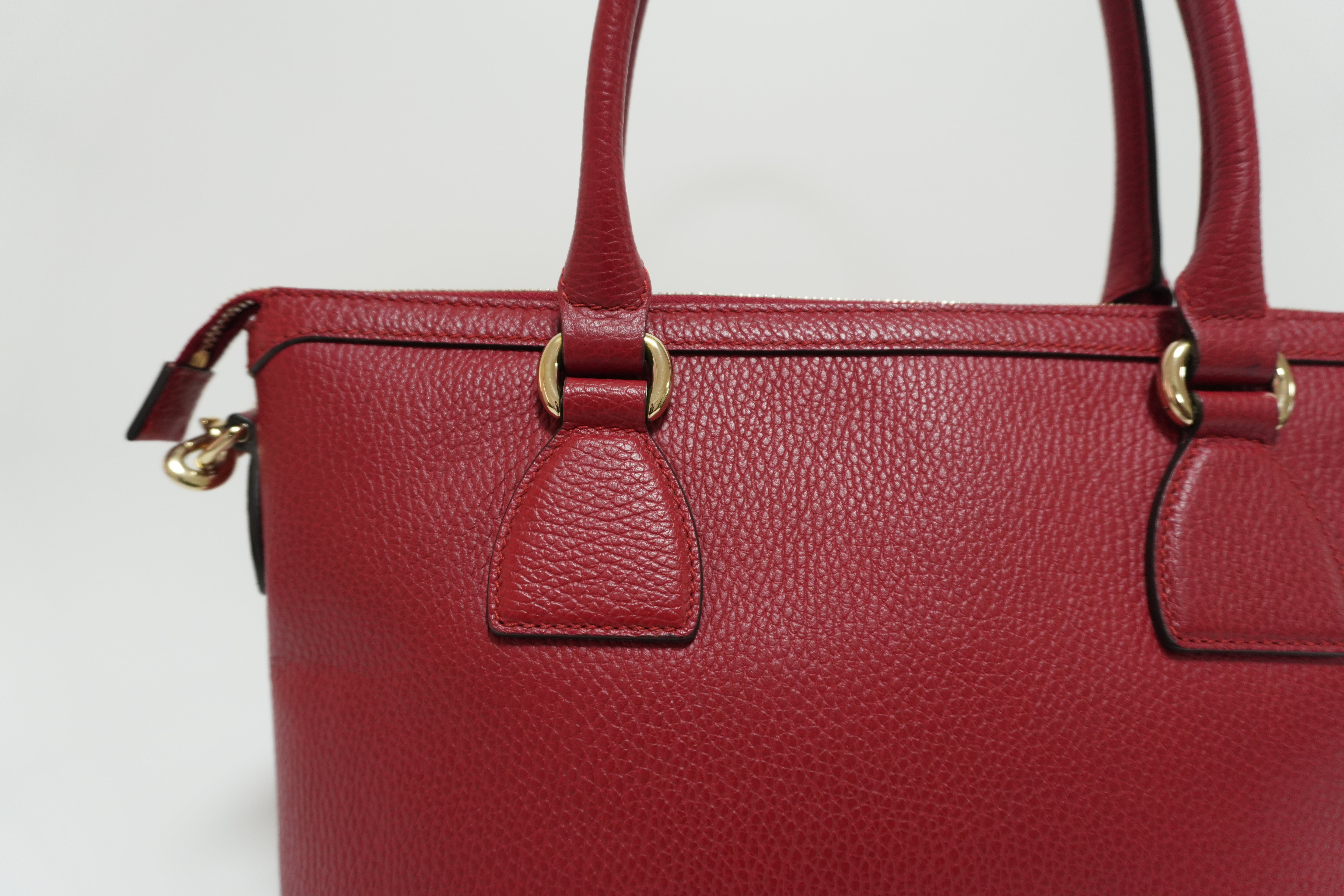 Gucci Charmy Leather Two-Way Handbag Red Used