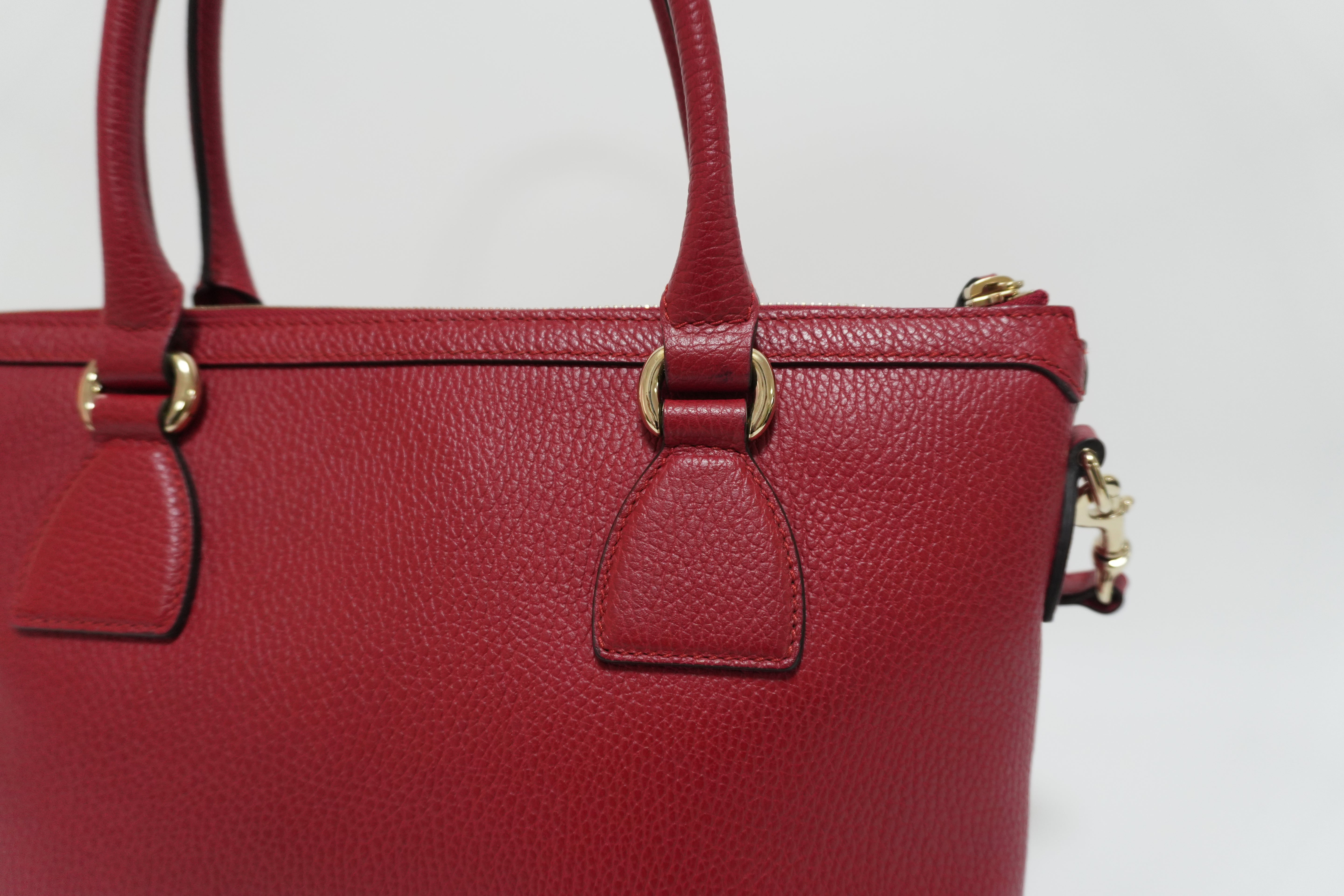 Gucci Charmy Leather Two-Way Handbag Red Used