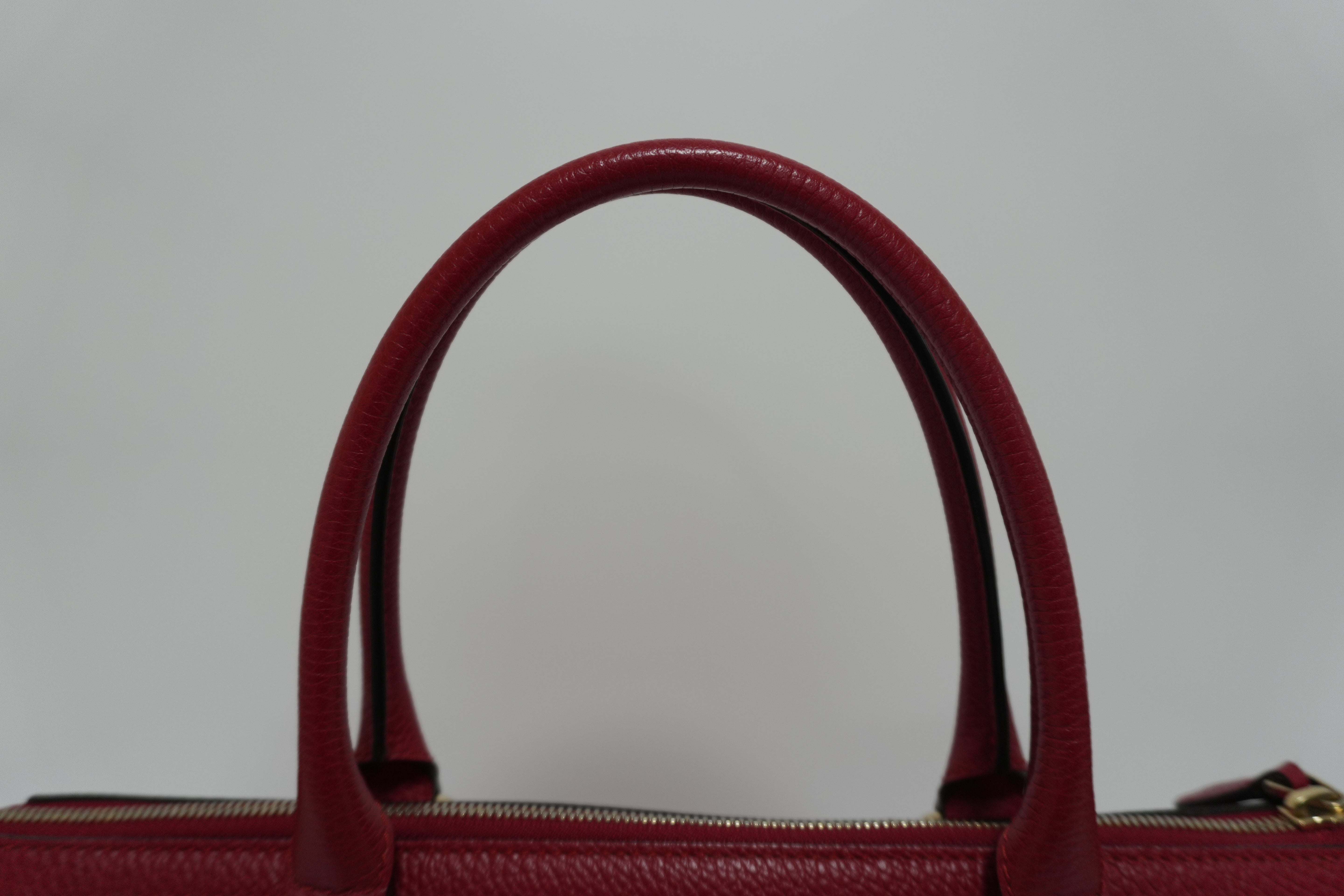 Gucci Charmy Leather Two-Way Handbag Red Used