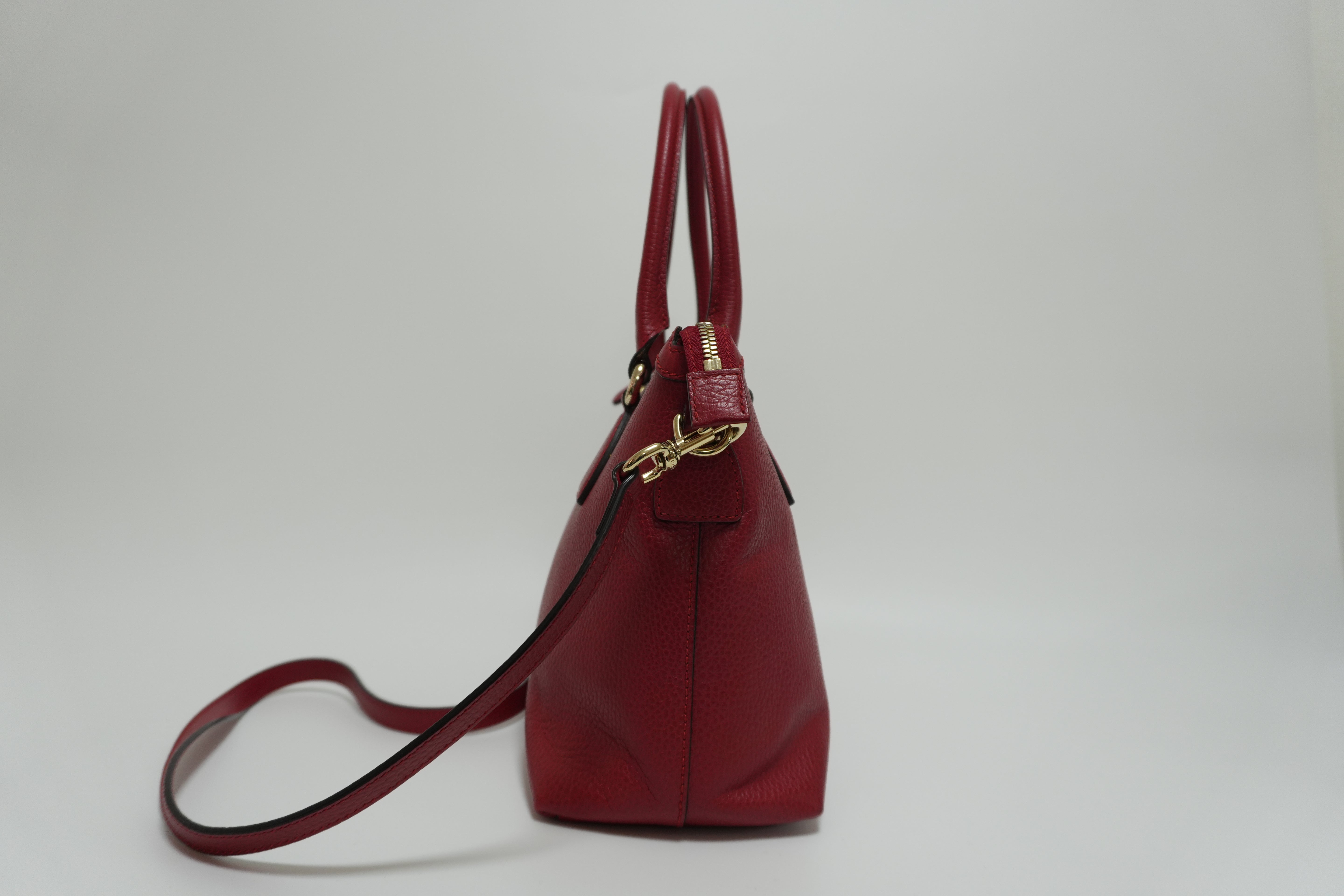 Gucci Charmy Leather Two-Way Handbag Red Used