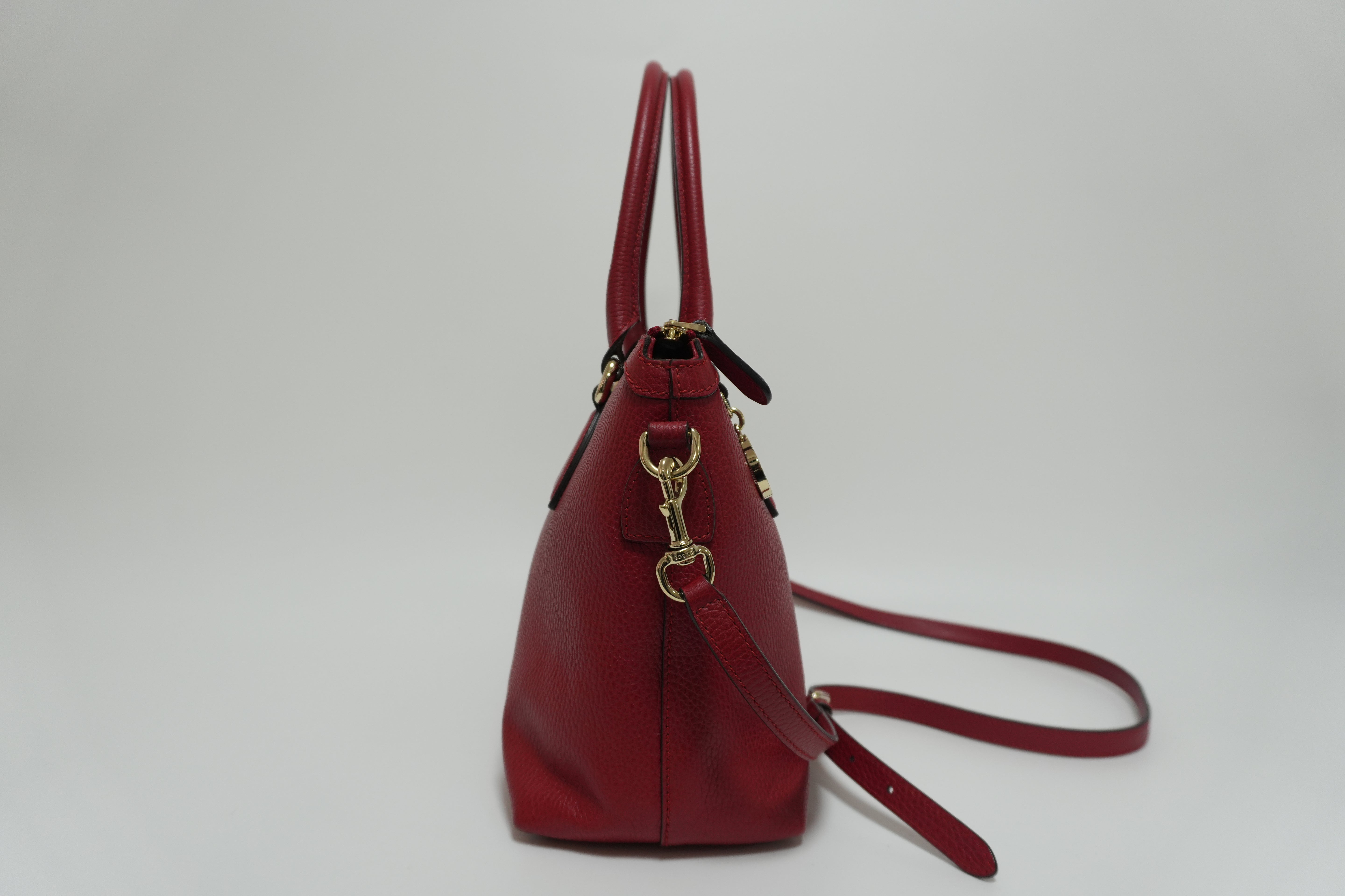 Gucci Charmy Leather Two-Way Handbag Red Used