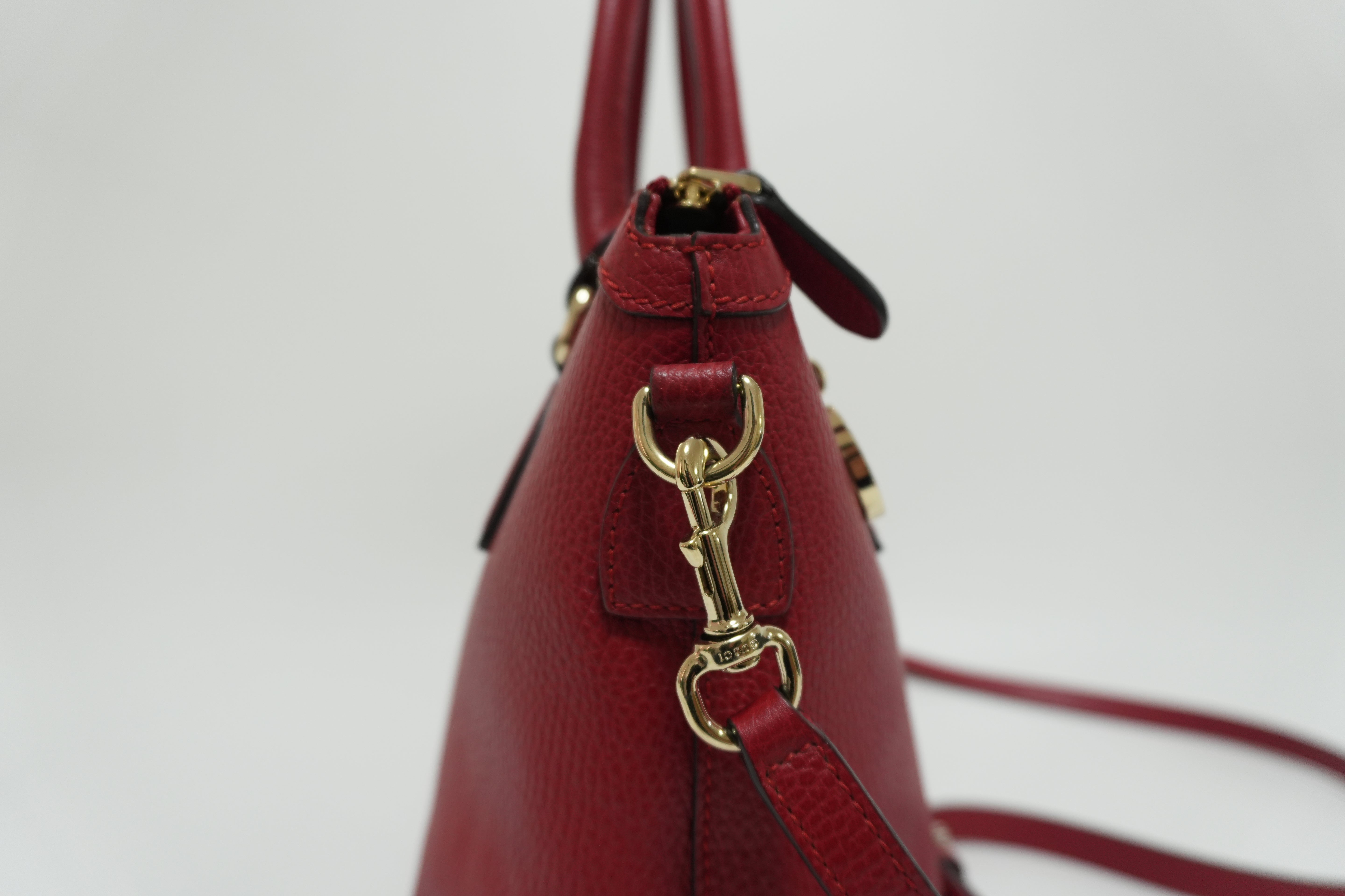 Gucci Charmy Leather Two-Way Handbag Red Used