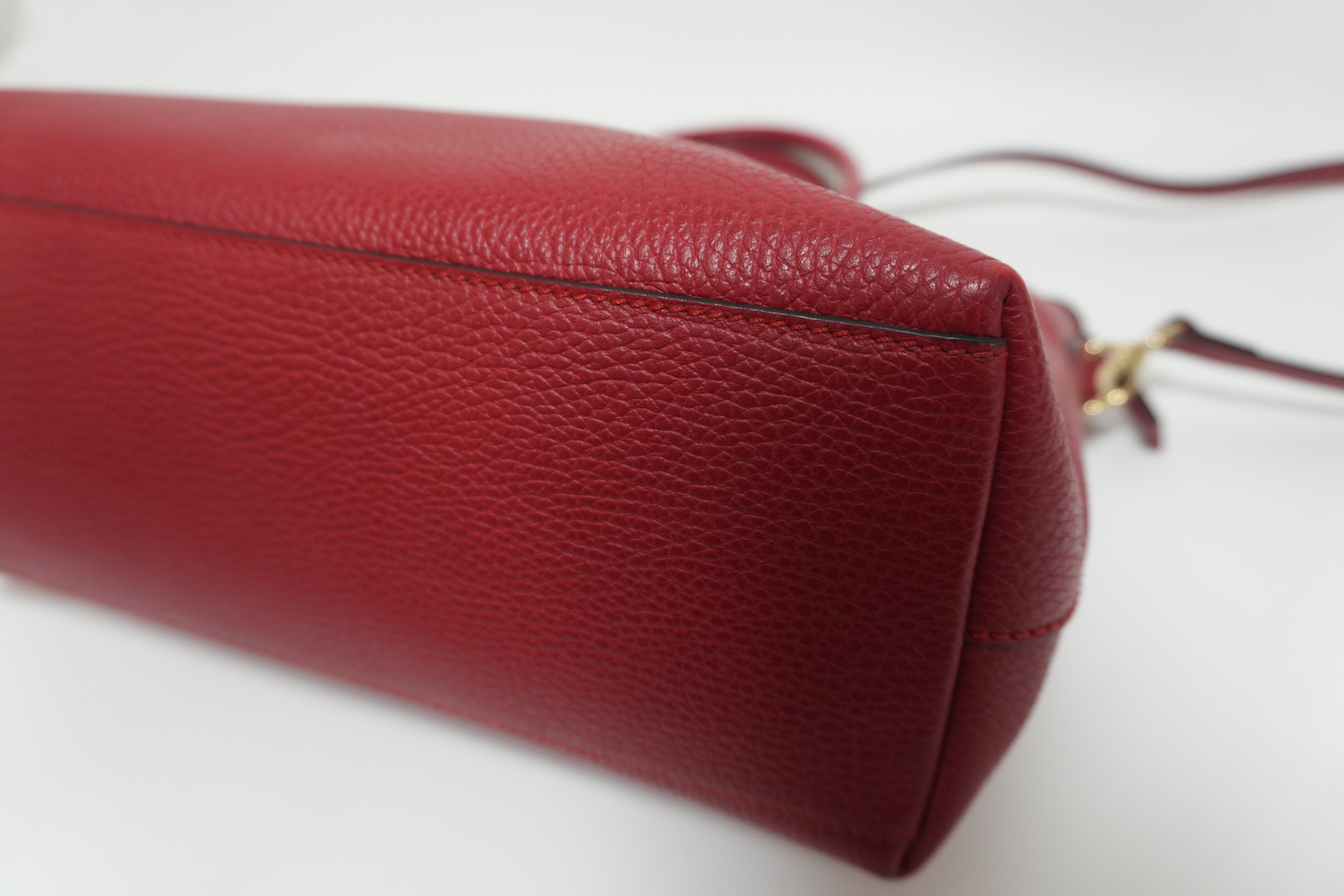 Gucci Charmy Leather Two-Way Handbag Red Used