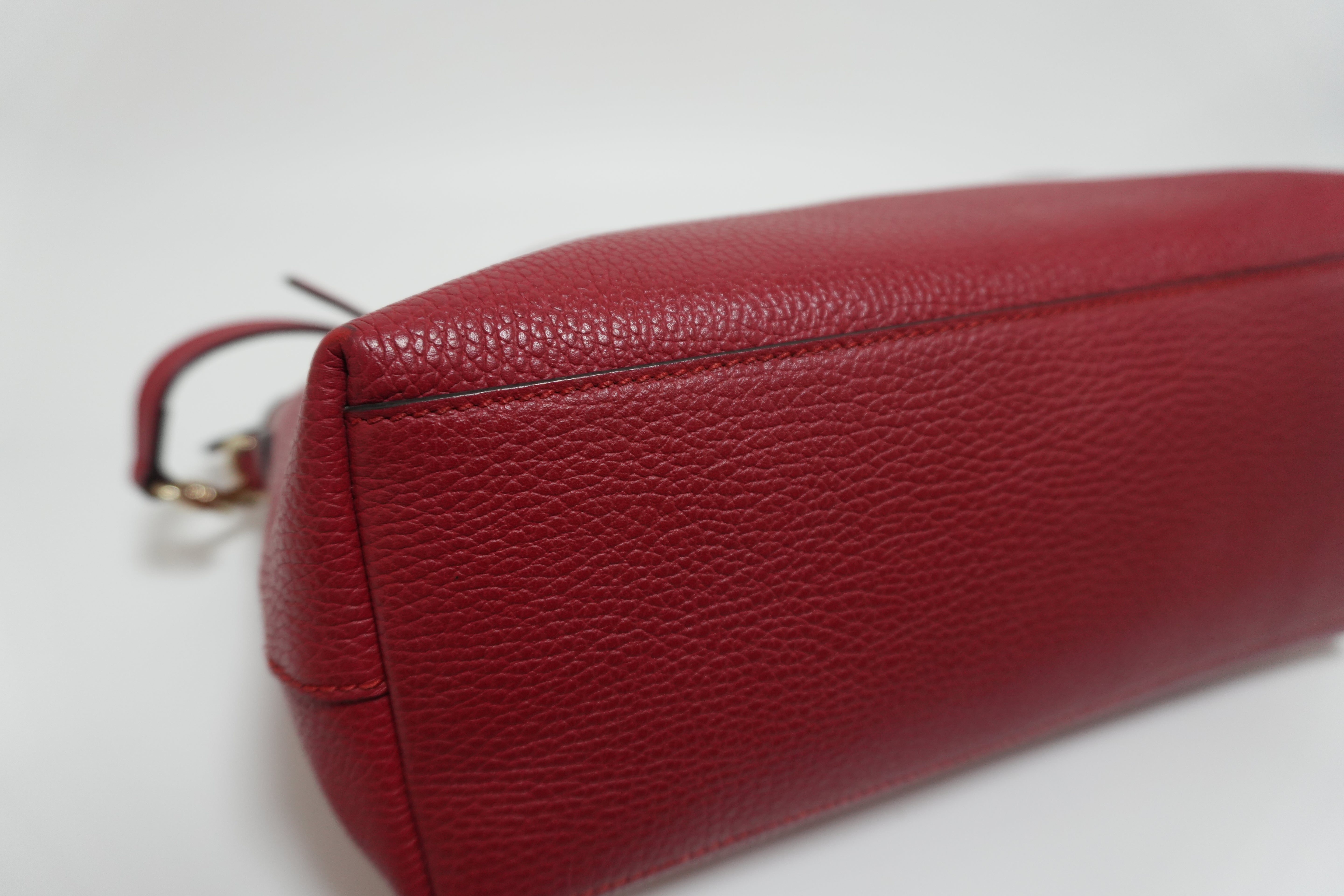 Gucci Charmy Leather Two-Way Handbag Red Used