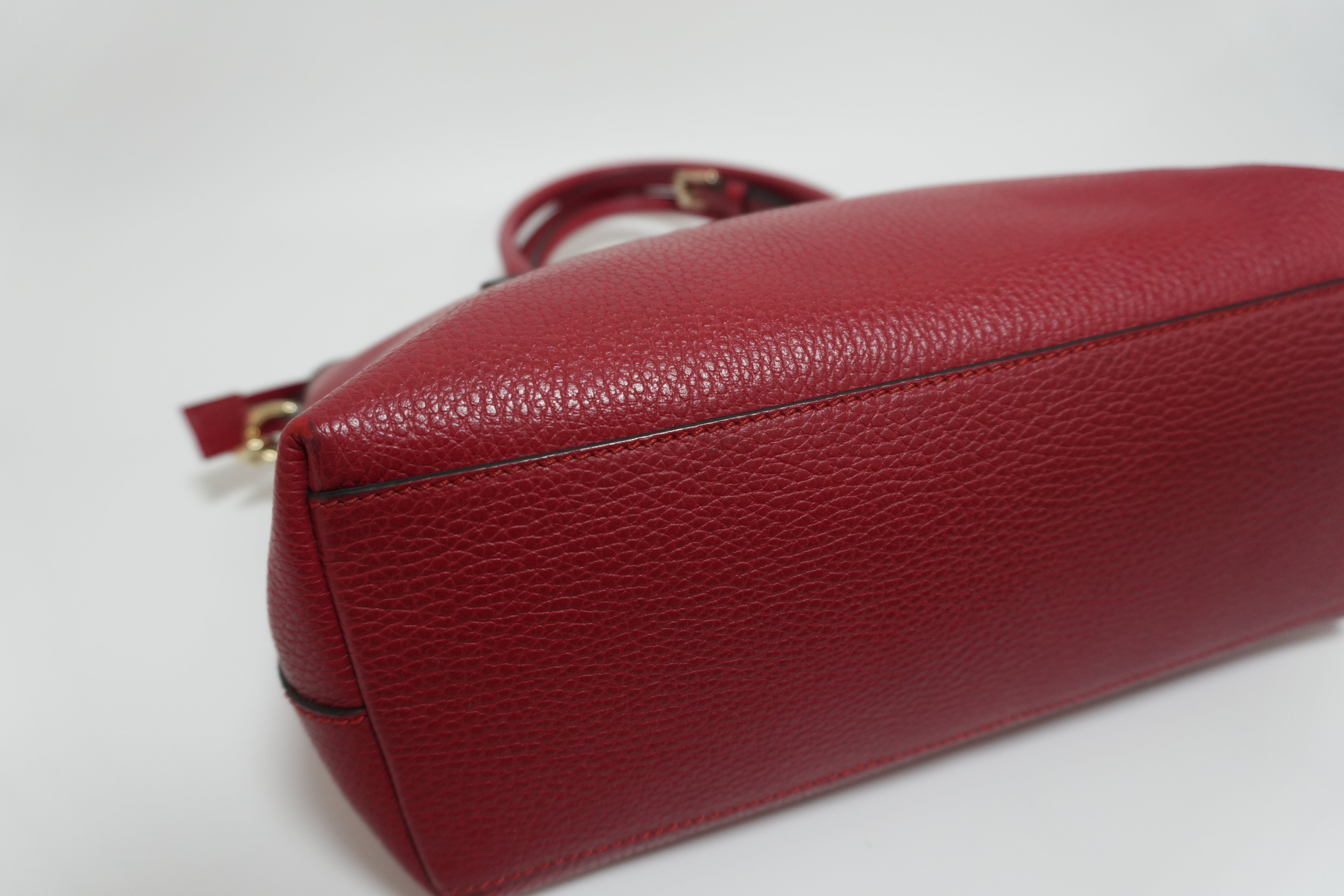 Gucci Charmy Leather Two-Way Handbag Red Used