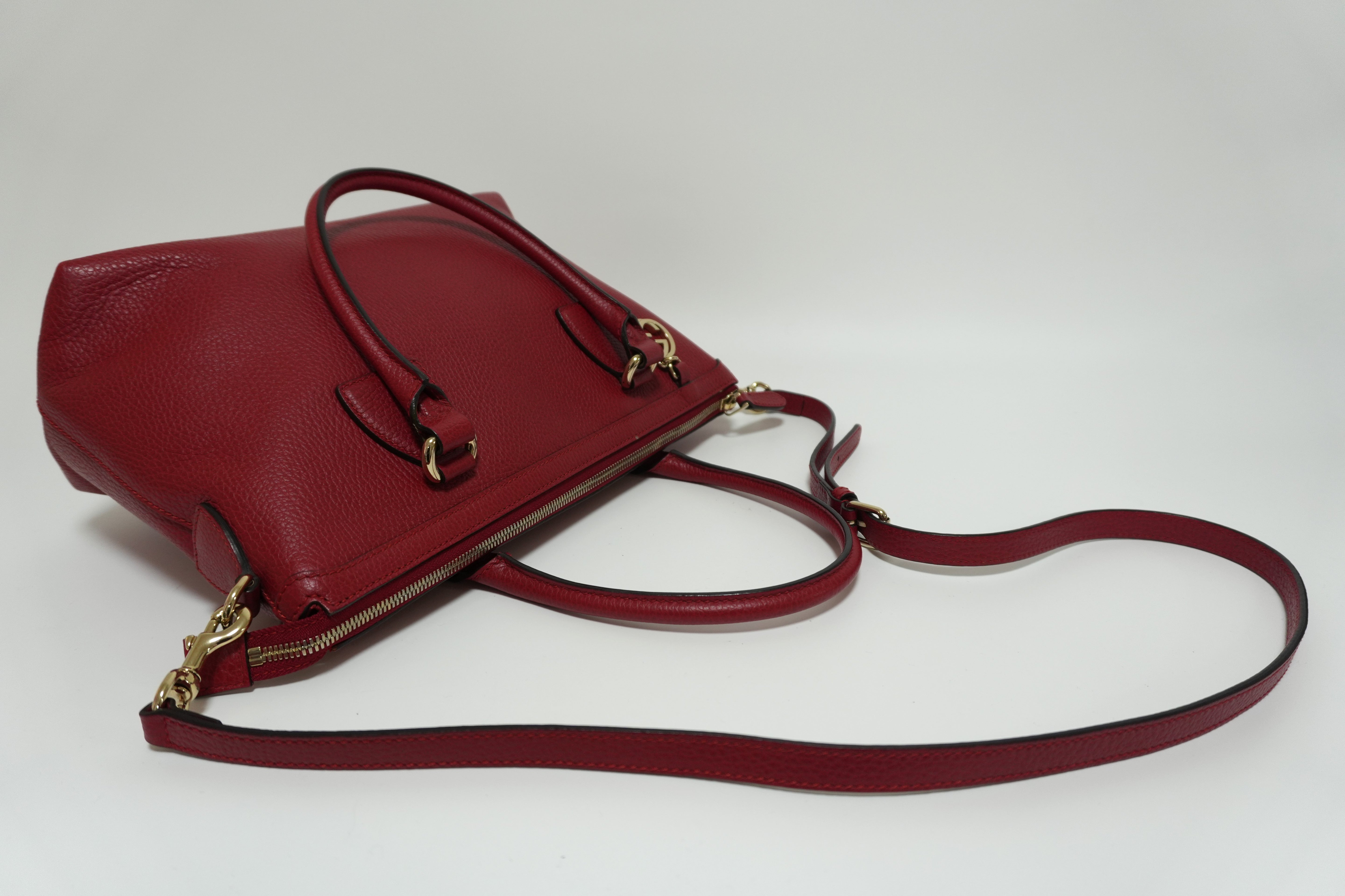 Gucci Charmy Leather Two-Way Handbag Red Used