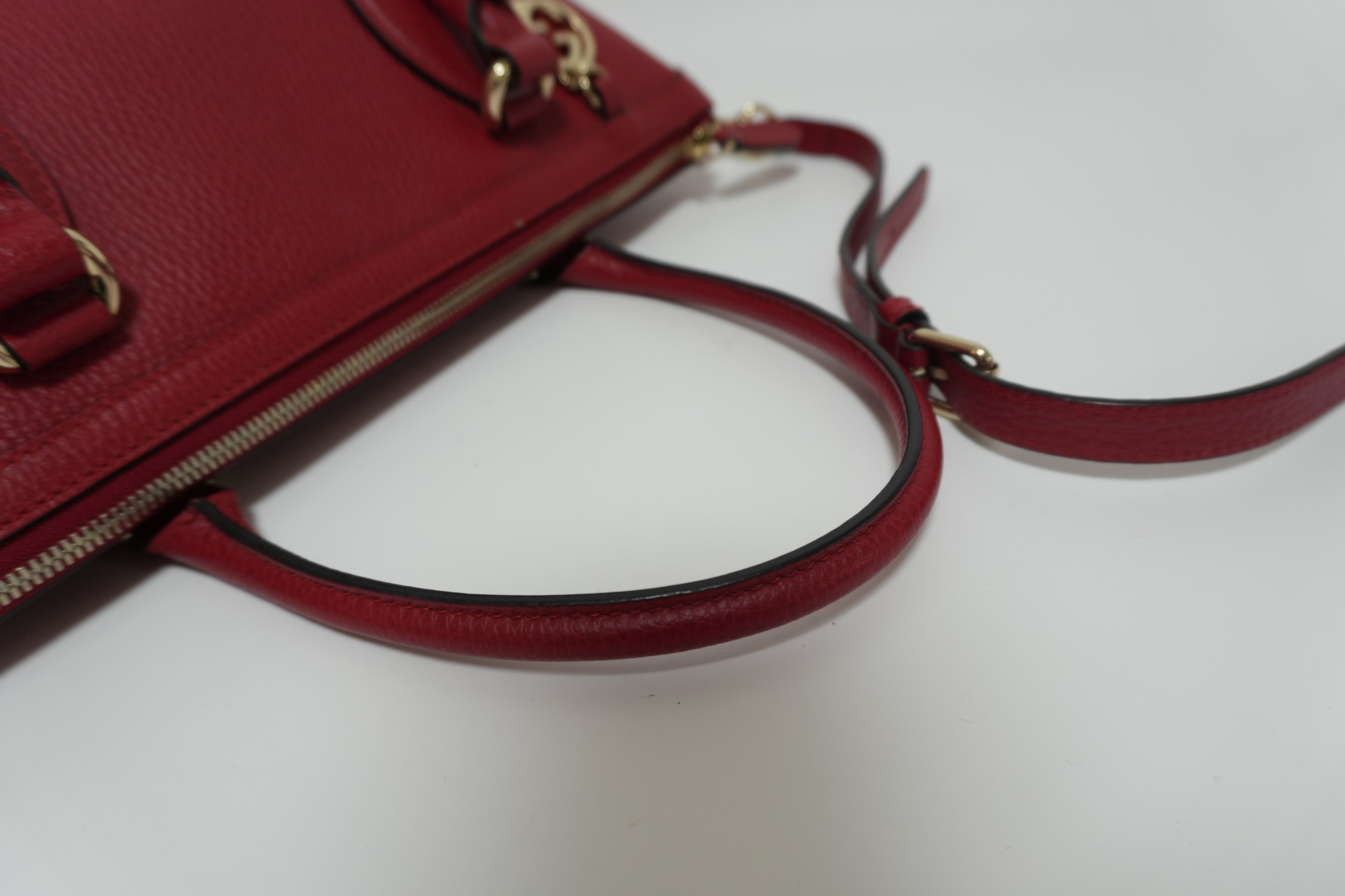 Gucci Charmy Leather Two-Way Handbag Red Used