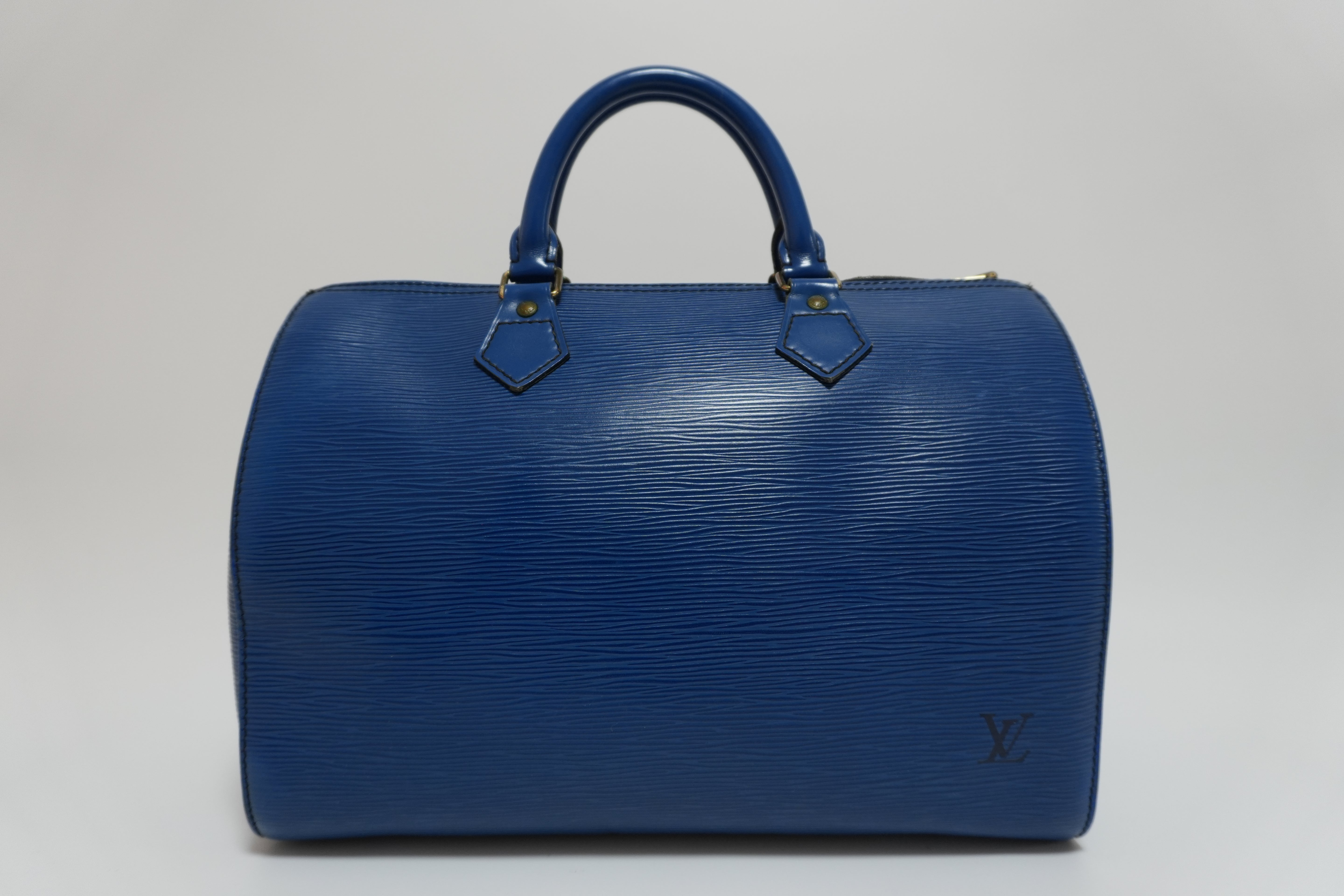 Louis Vuitton Epi Speedy 30 Handbag Blue Used