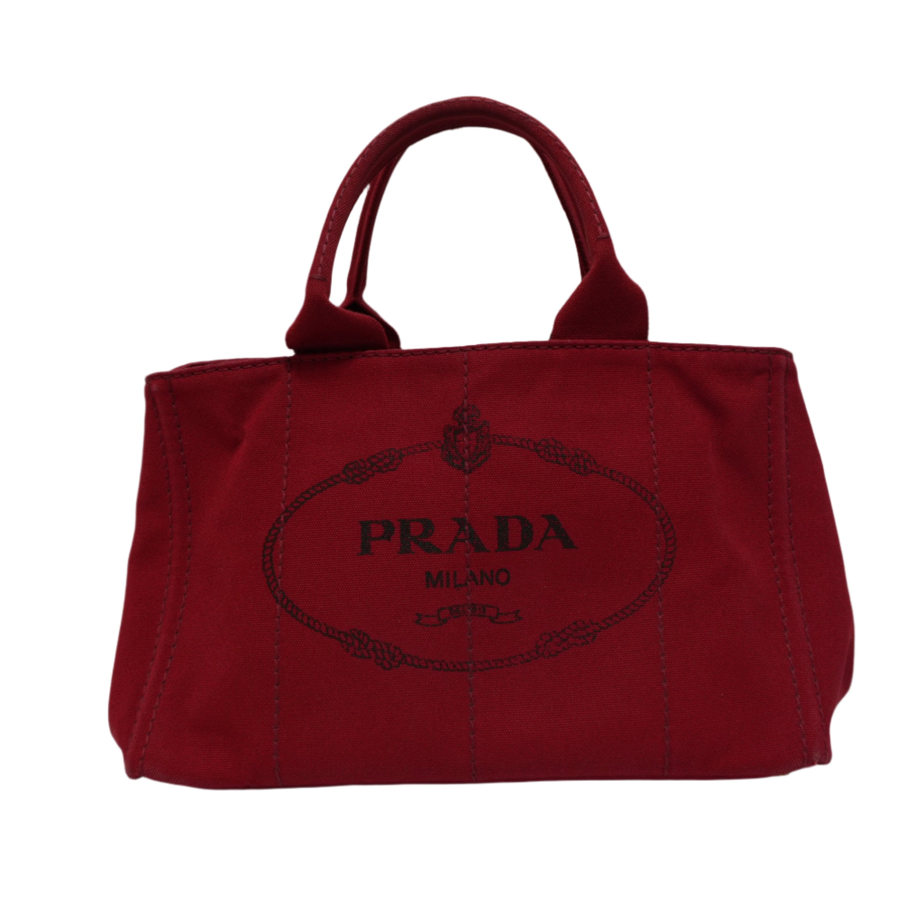 Prada Canvas Canapa Red Handbag Used