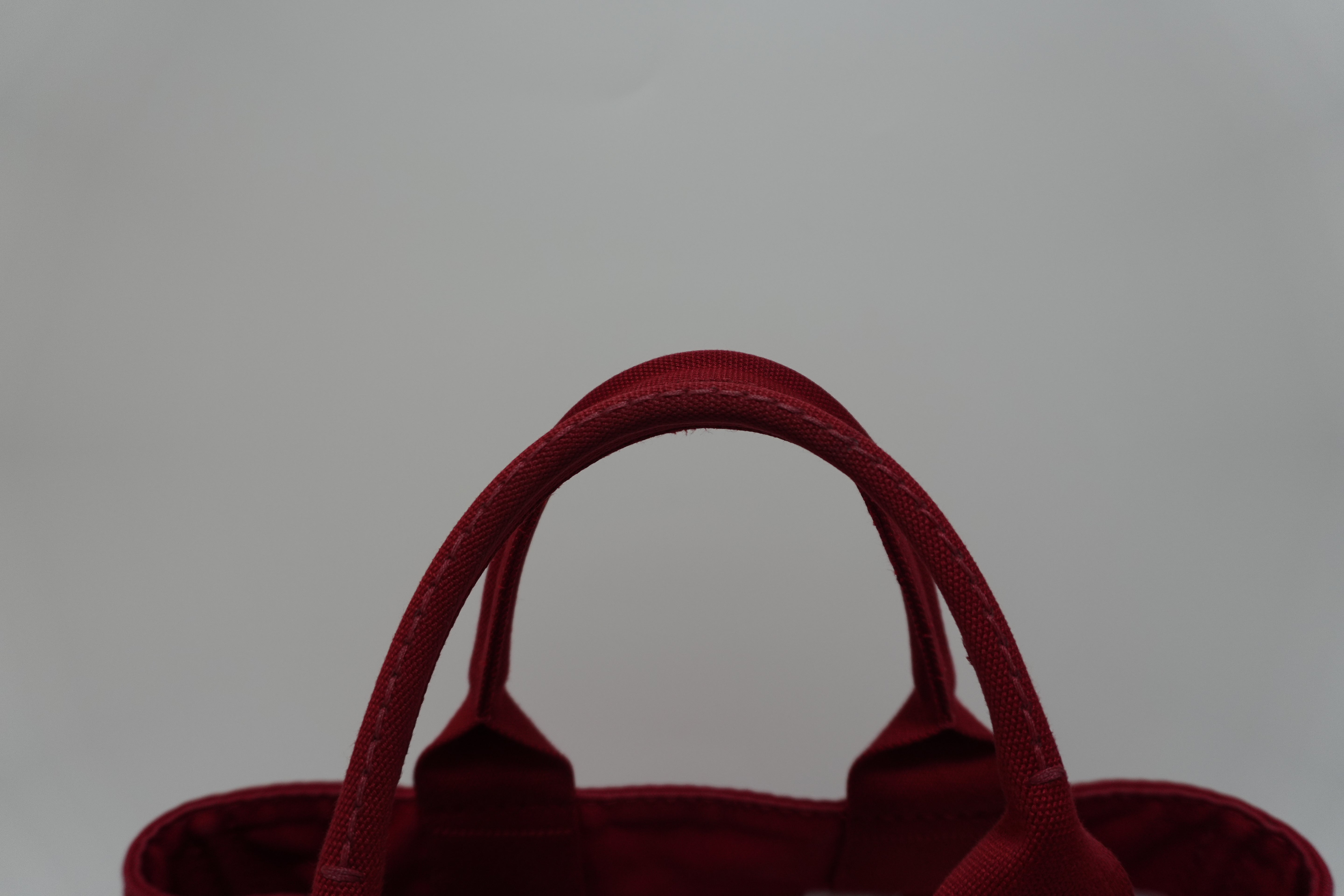 Prada Canvas Canapa Red Handbag Used