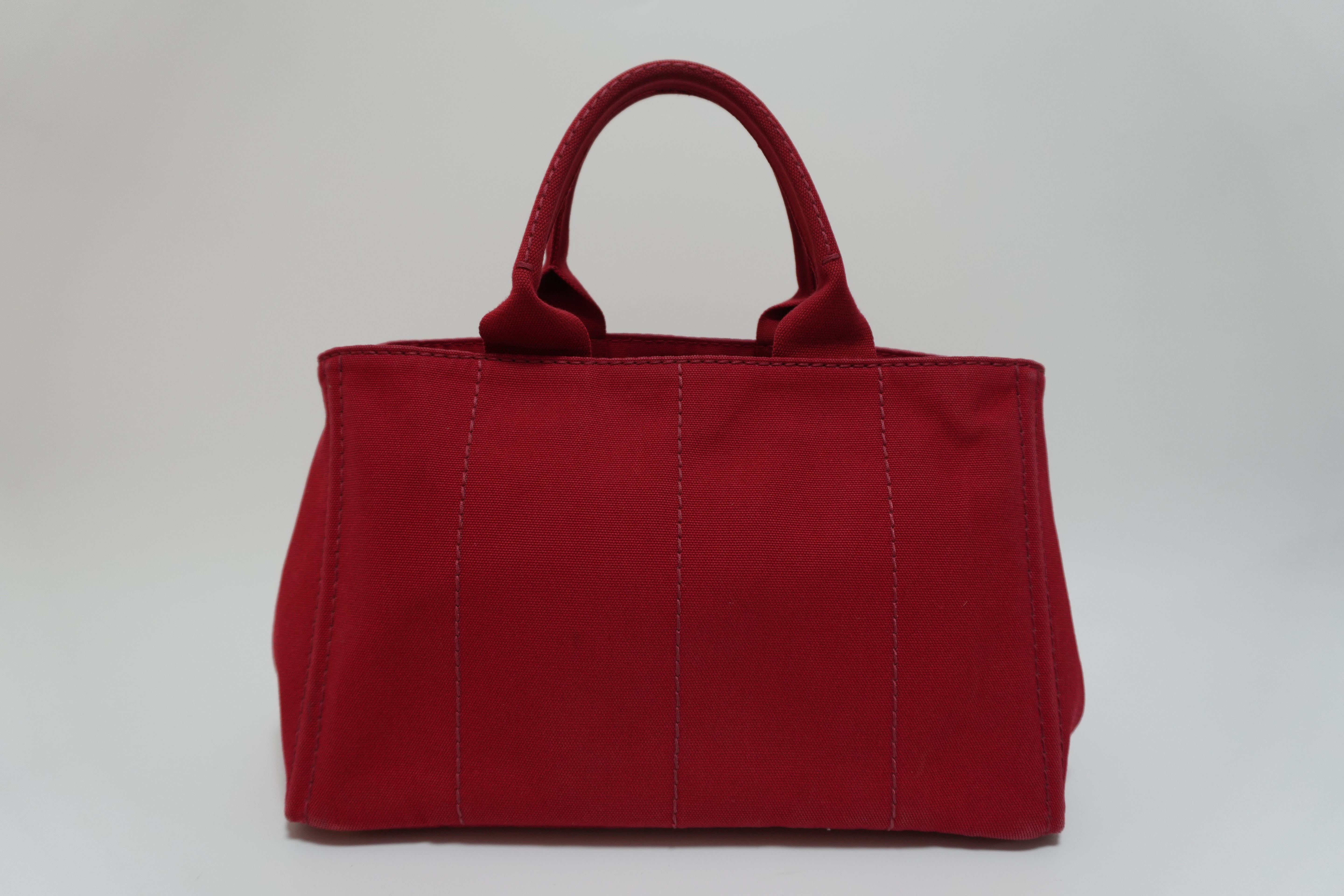 Prada Canvas Canapa Red Handbag Used