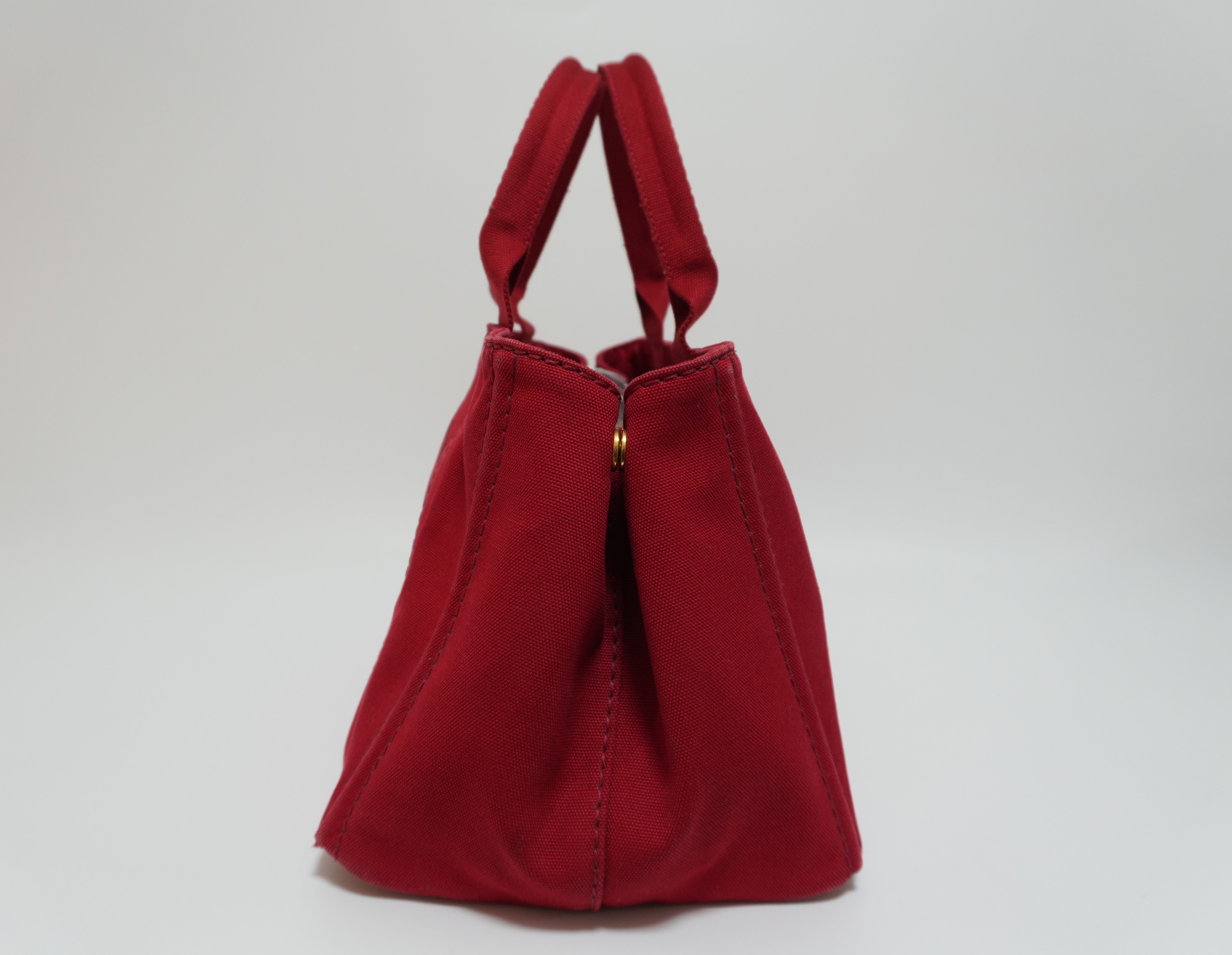 Prada Canvas Canapa Red Handbag Used