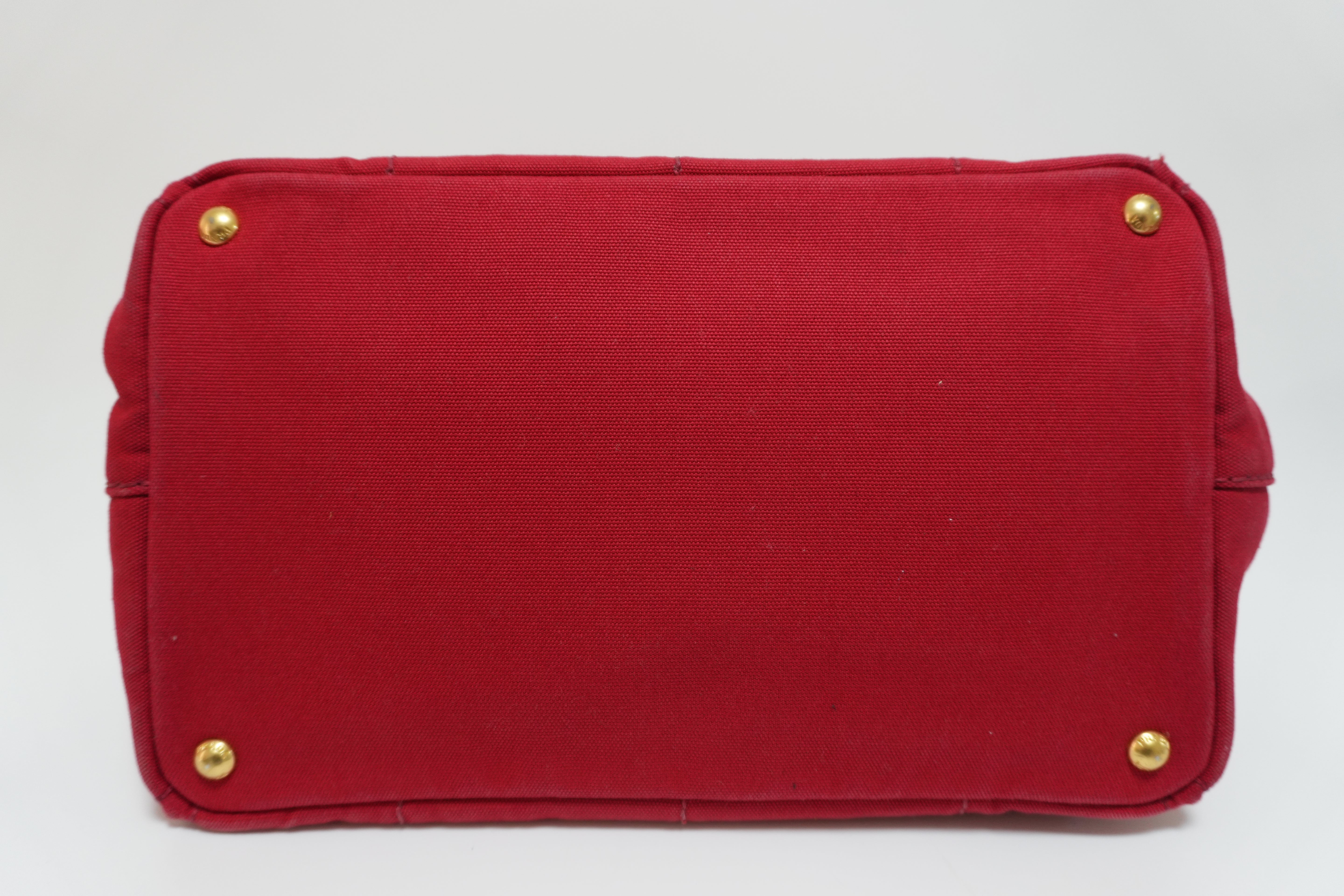 Prada Canvas Canapa Red Handbag Used