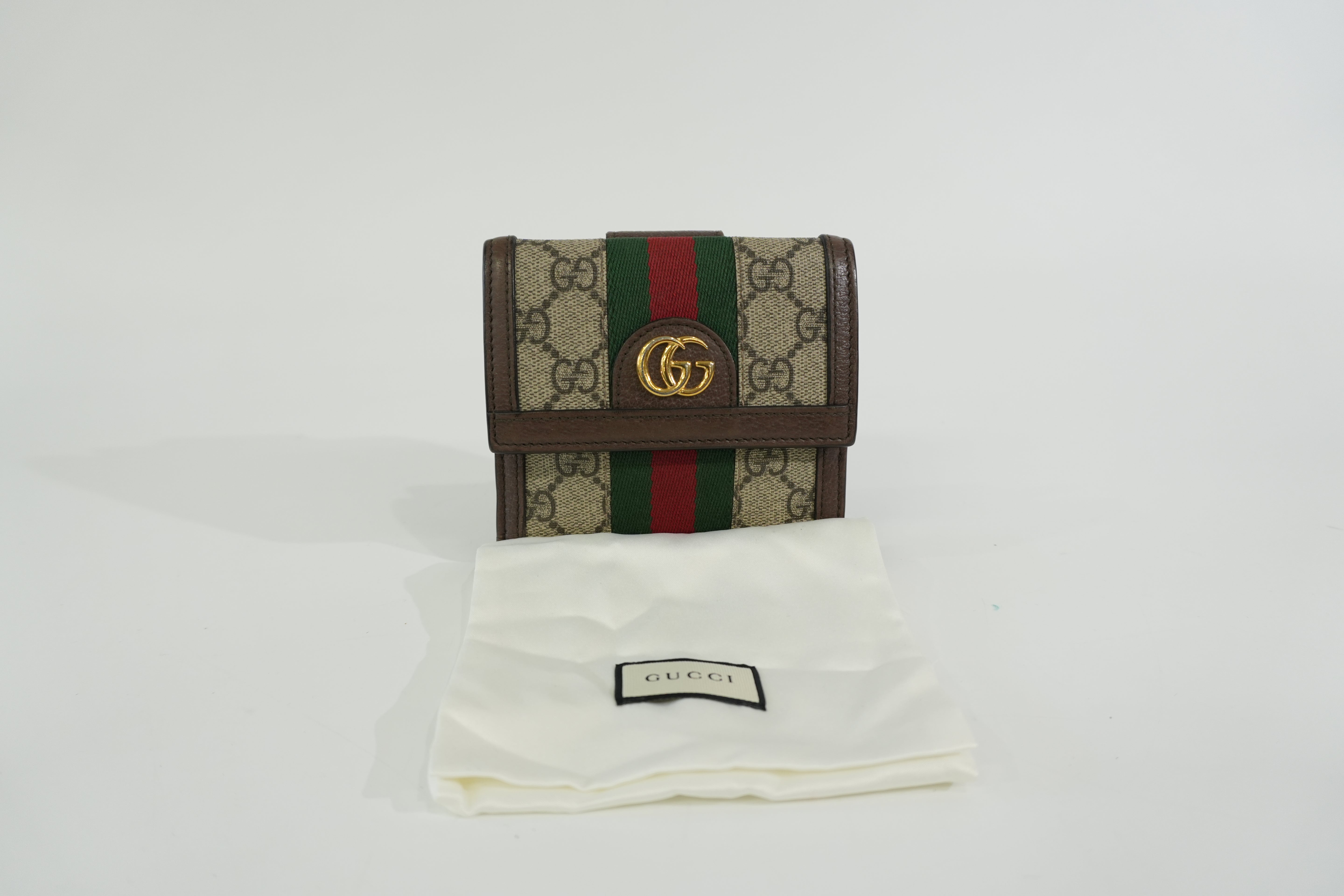 Pre-owned Gucci Ophidia Bifold Wallet Brown