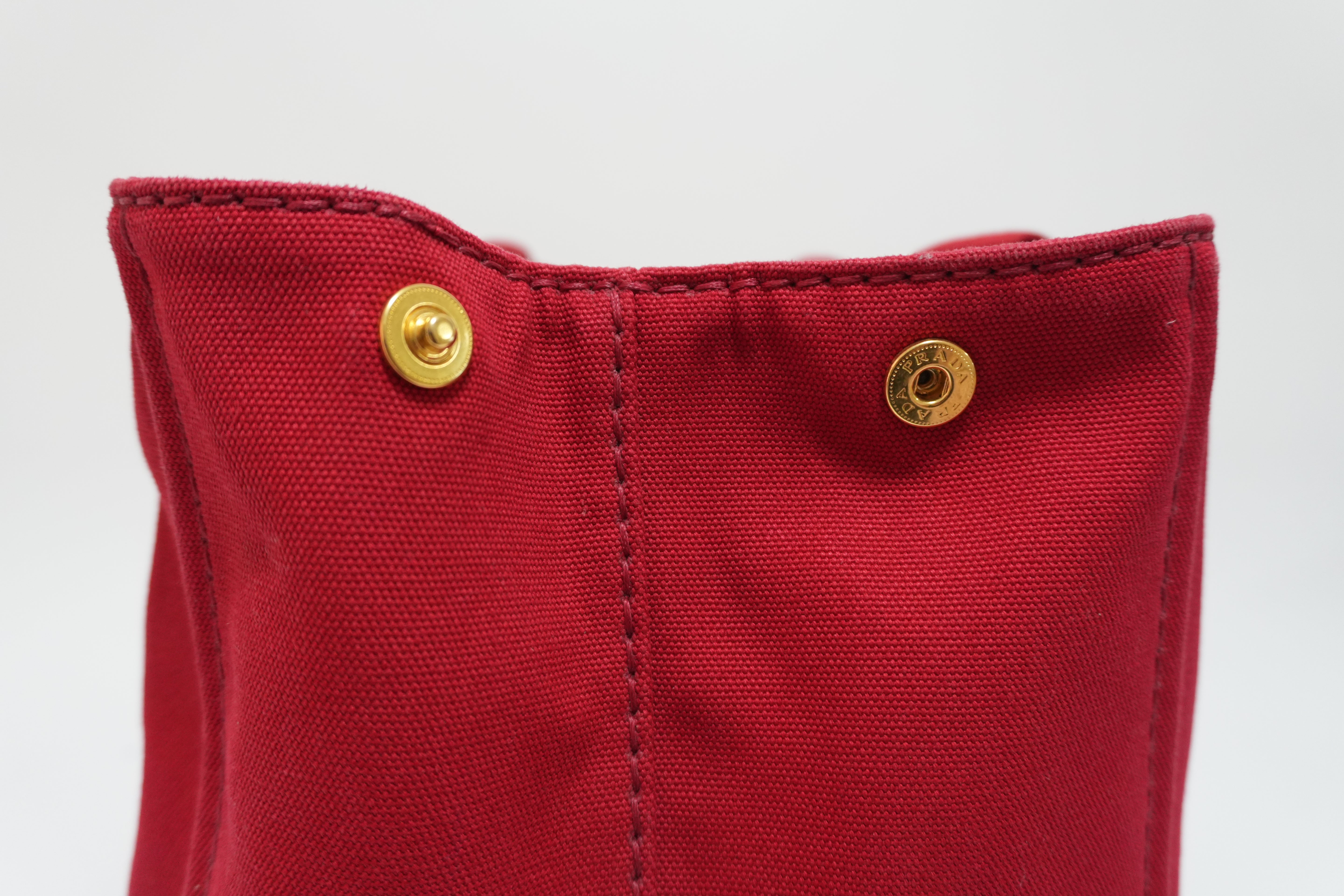 Prada Canvas Canapa Red Handbag Used