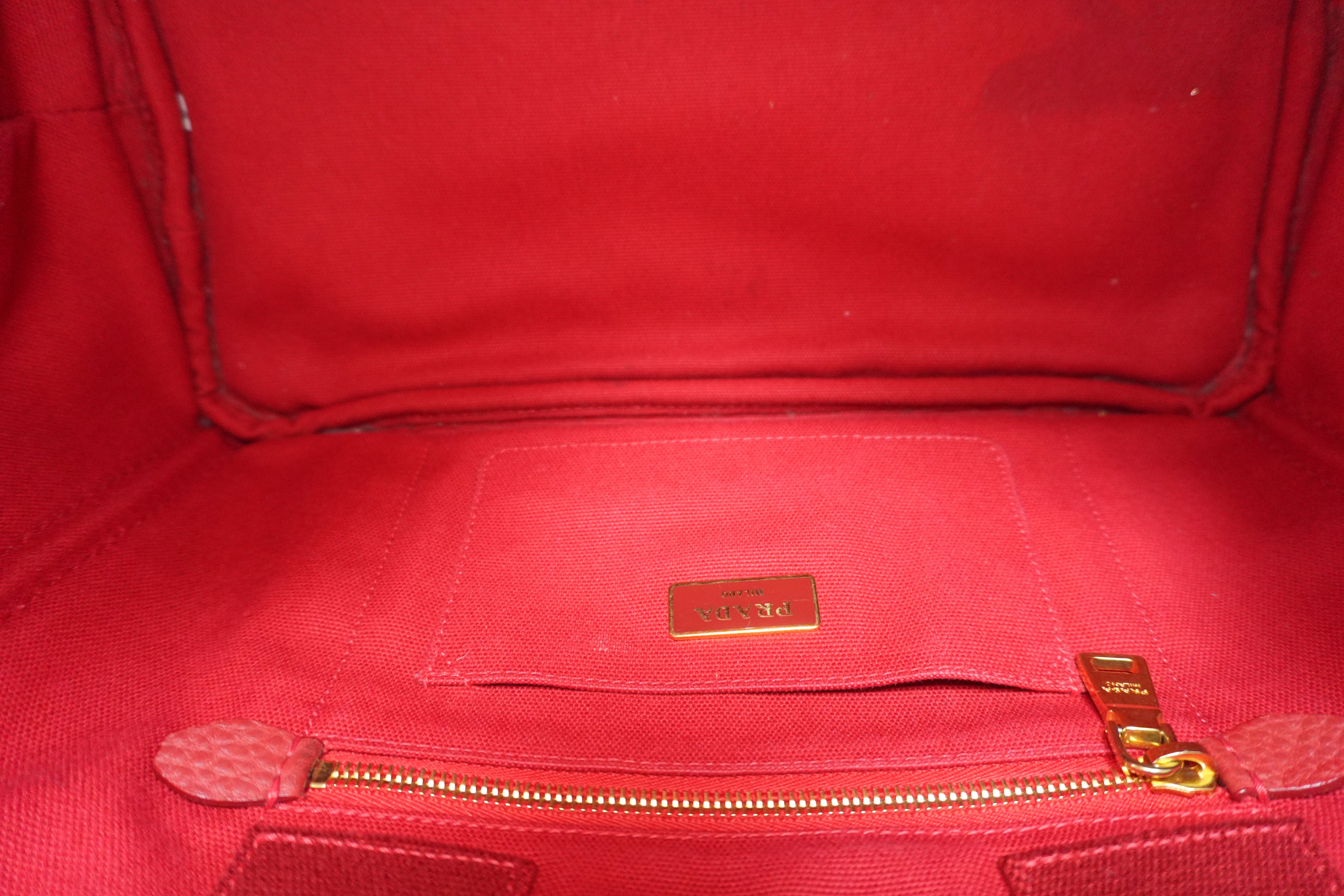 Prada Canvas Canapa Red Handbag Used