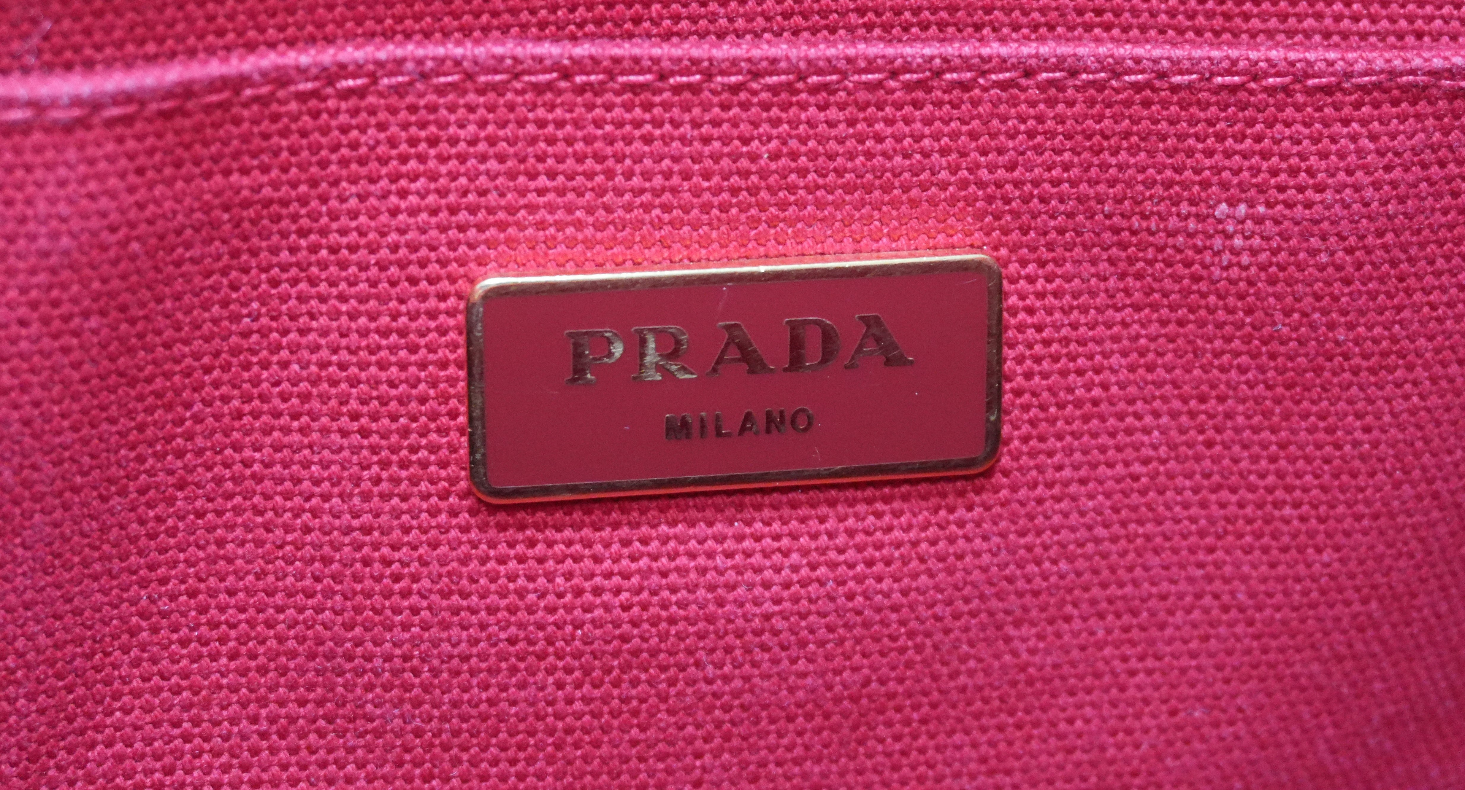 Prada Canvas Canapa Red Handbag Used