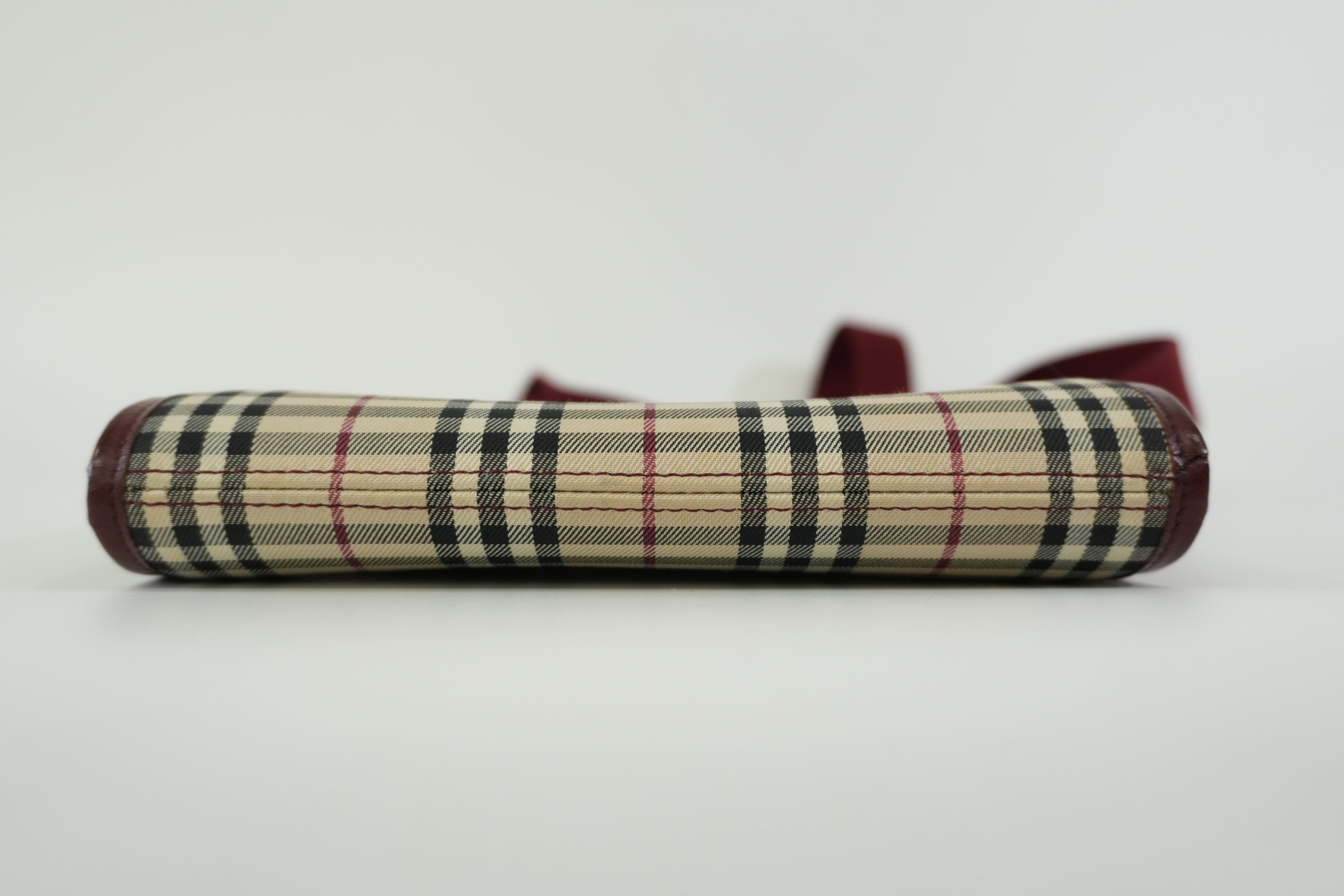 Pre-owned Burberry Nova Check Shoulder Bag Burgundy and Beige