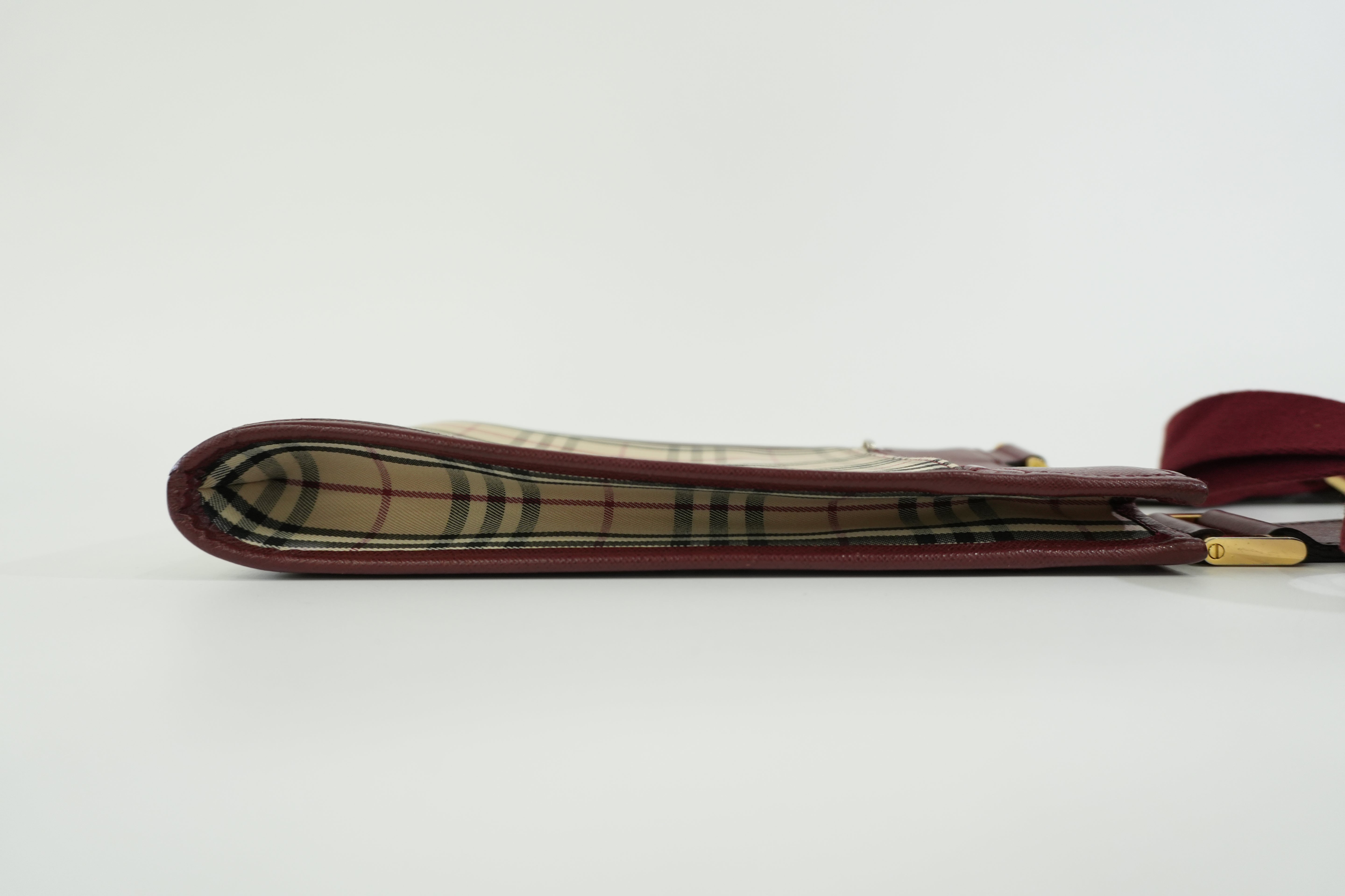 Pre-owned Burberry Nova Check Shoulder Bag Burgundy and Beige