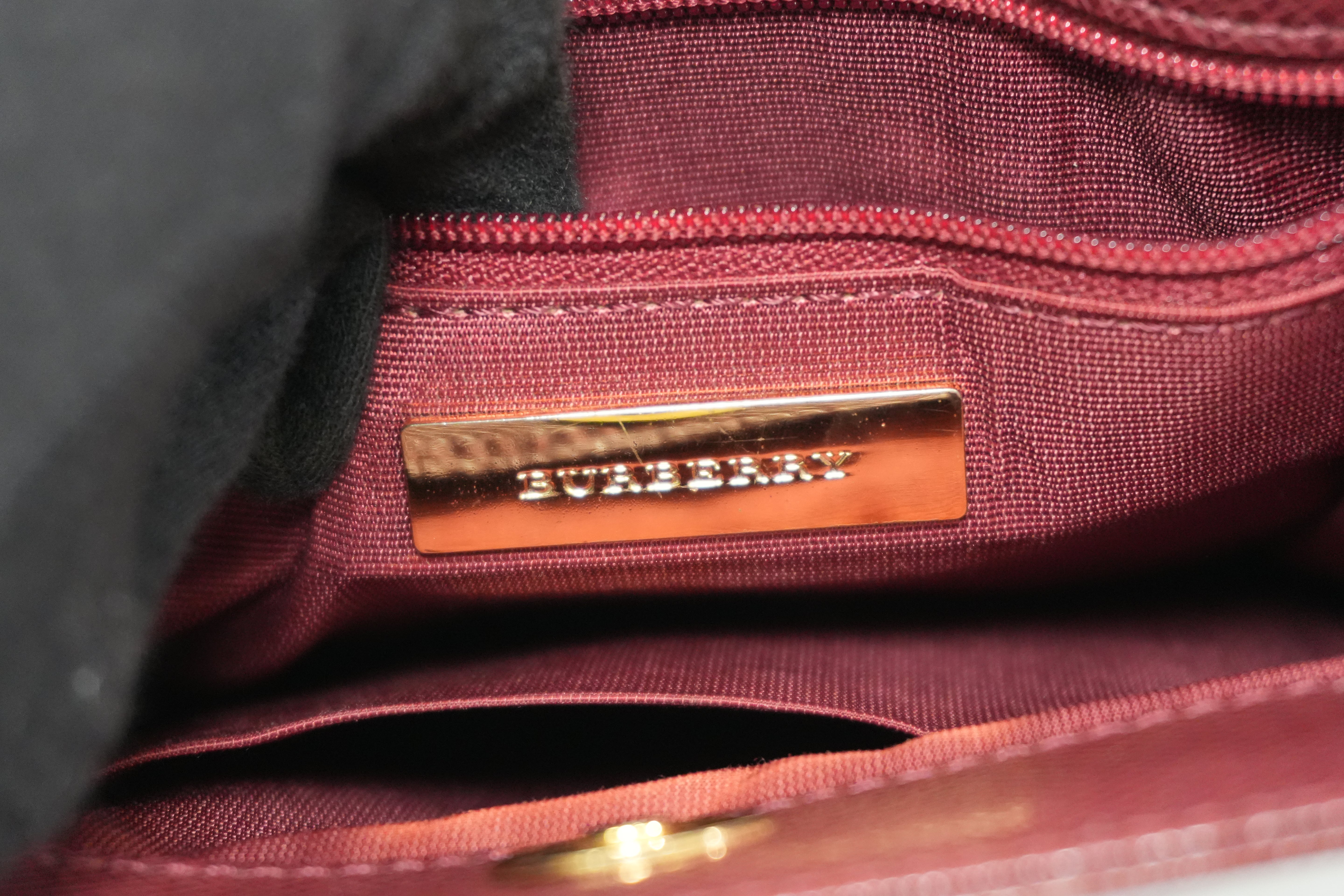 Pre-owned Burberry Nova Check Shoulder Bag Burgundy and Beige
