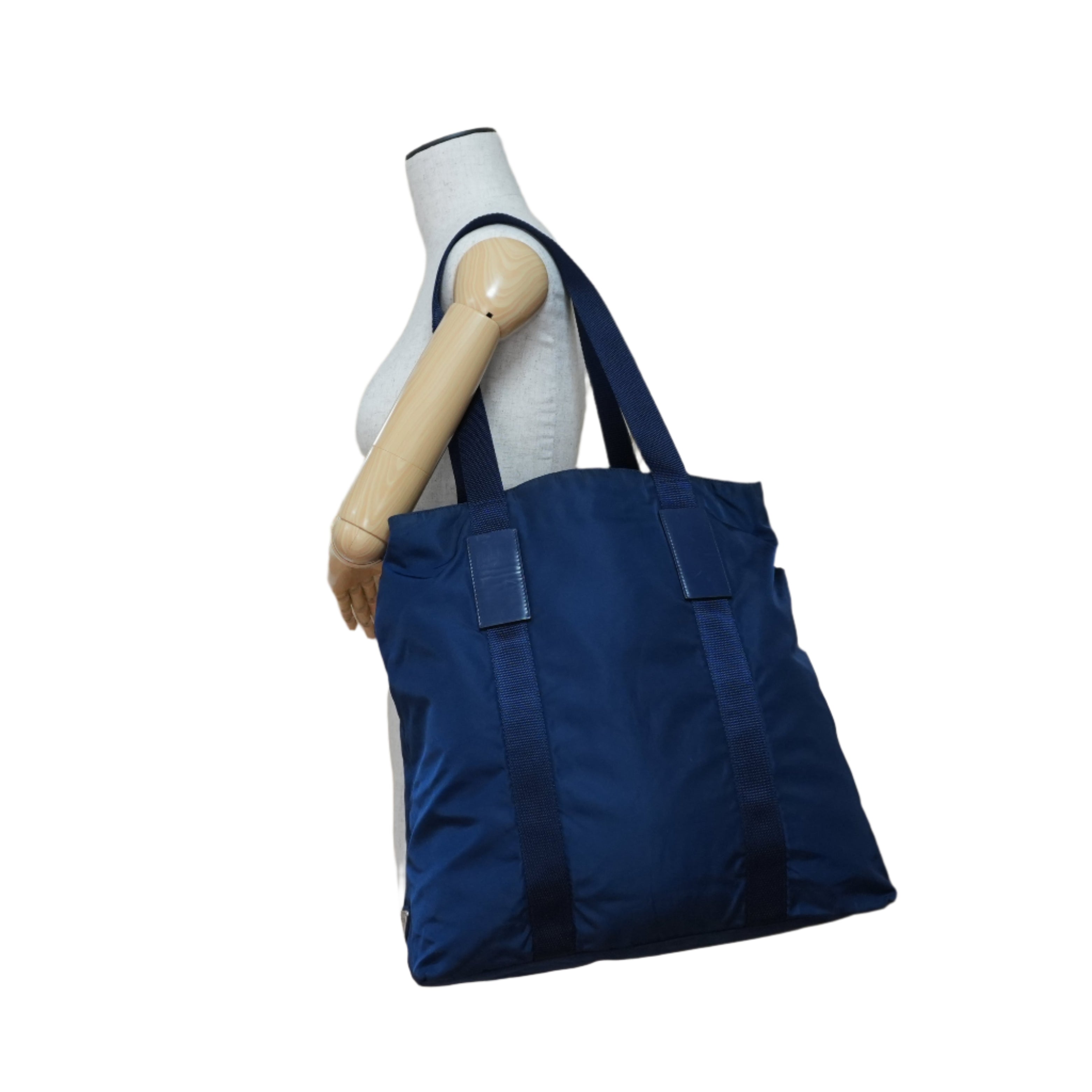 Prada Nylon Shoulder Tote Bag Blue Used