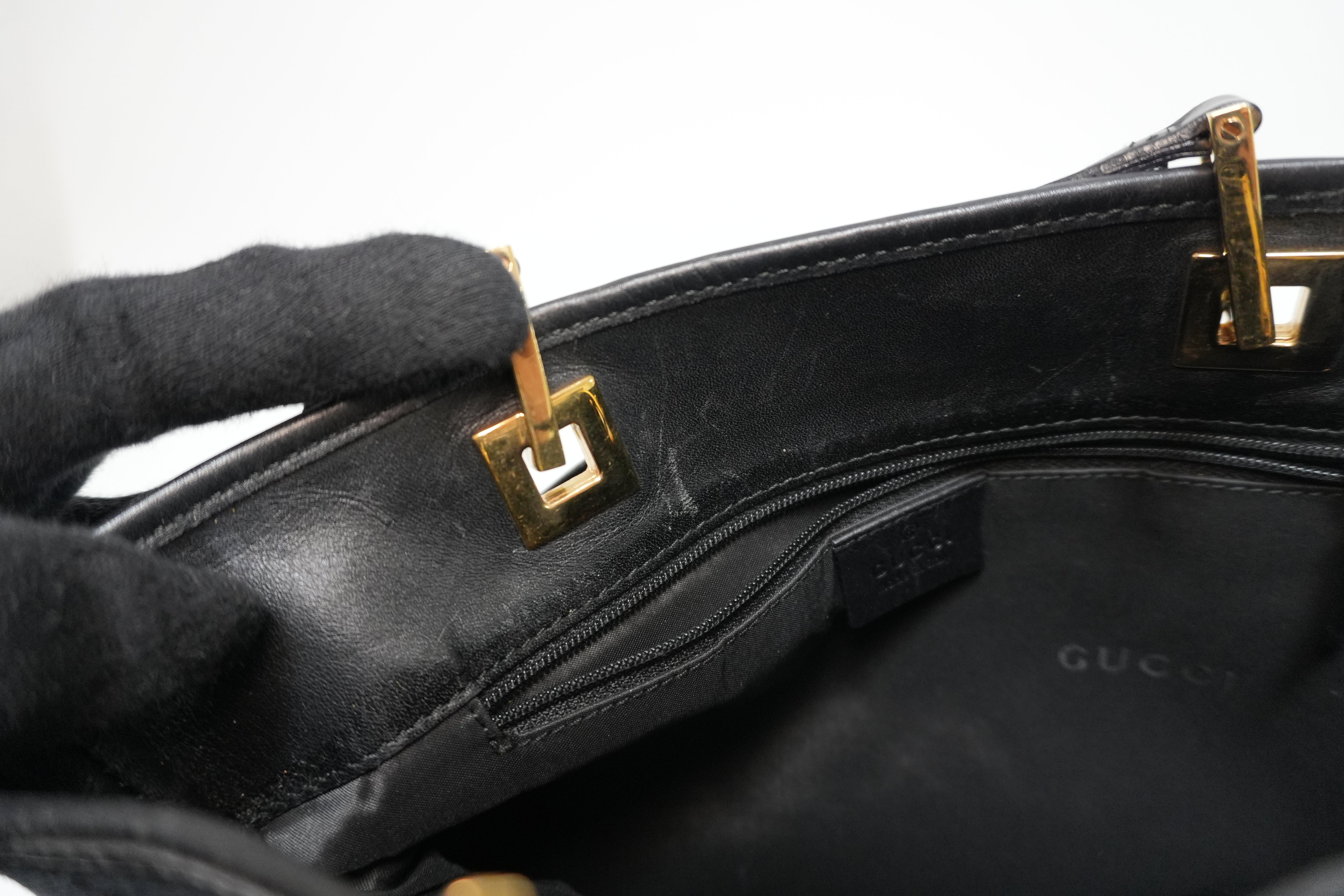 Gucci Canvas Shoulder Bag Black Used