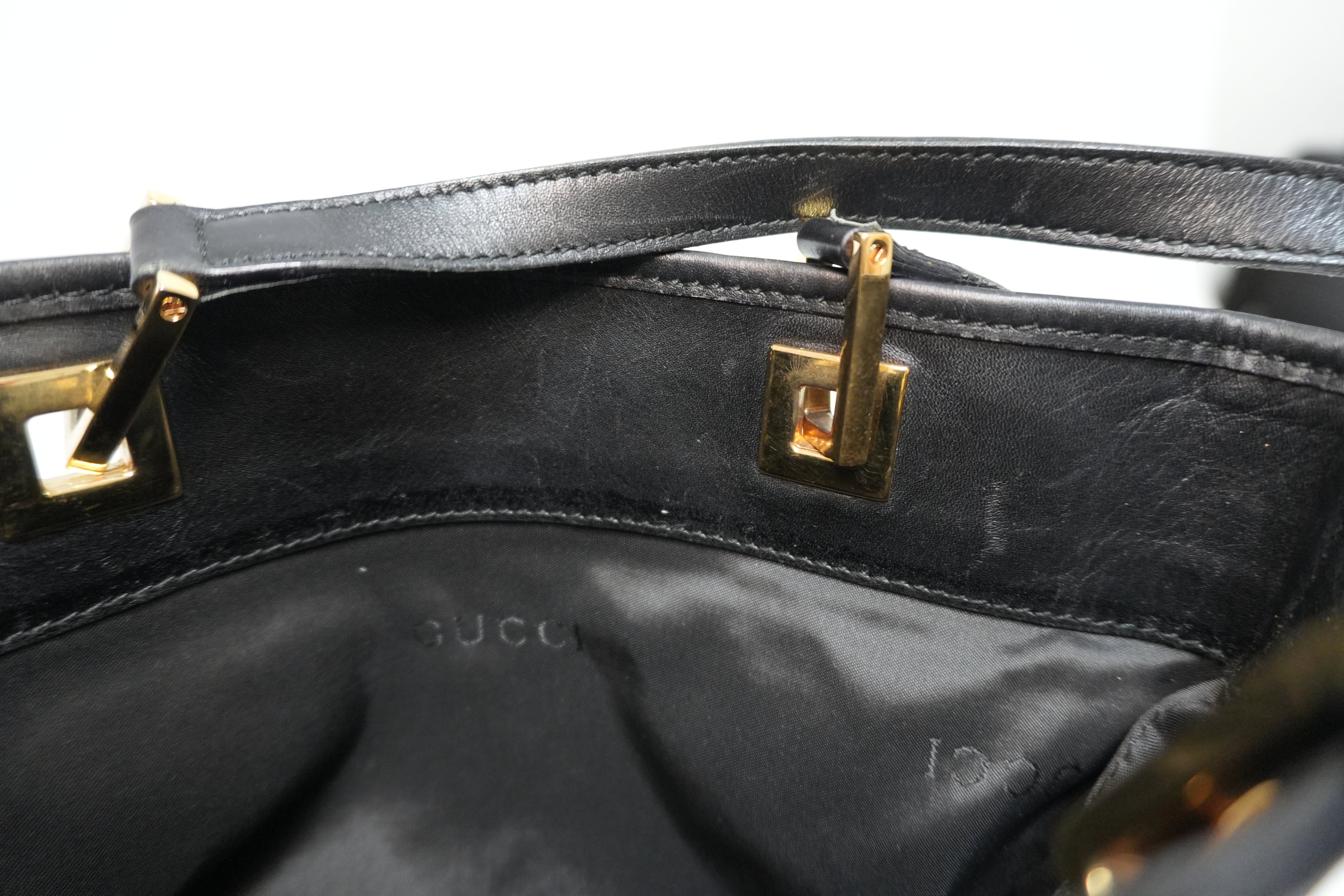 Gucci Canvas Shoulder Bag Black Used