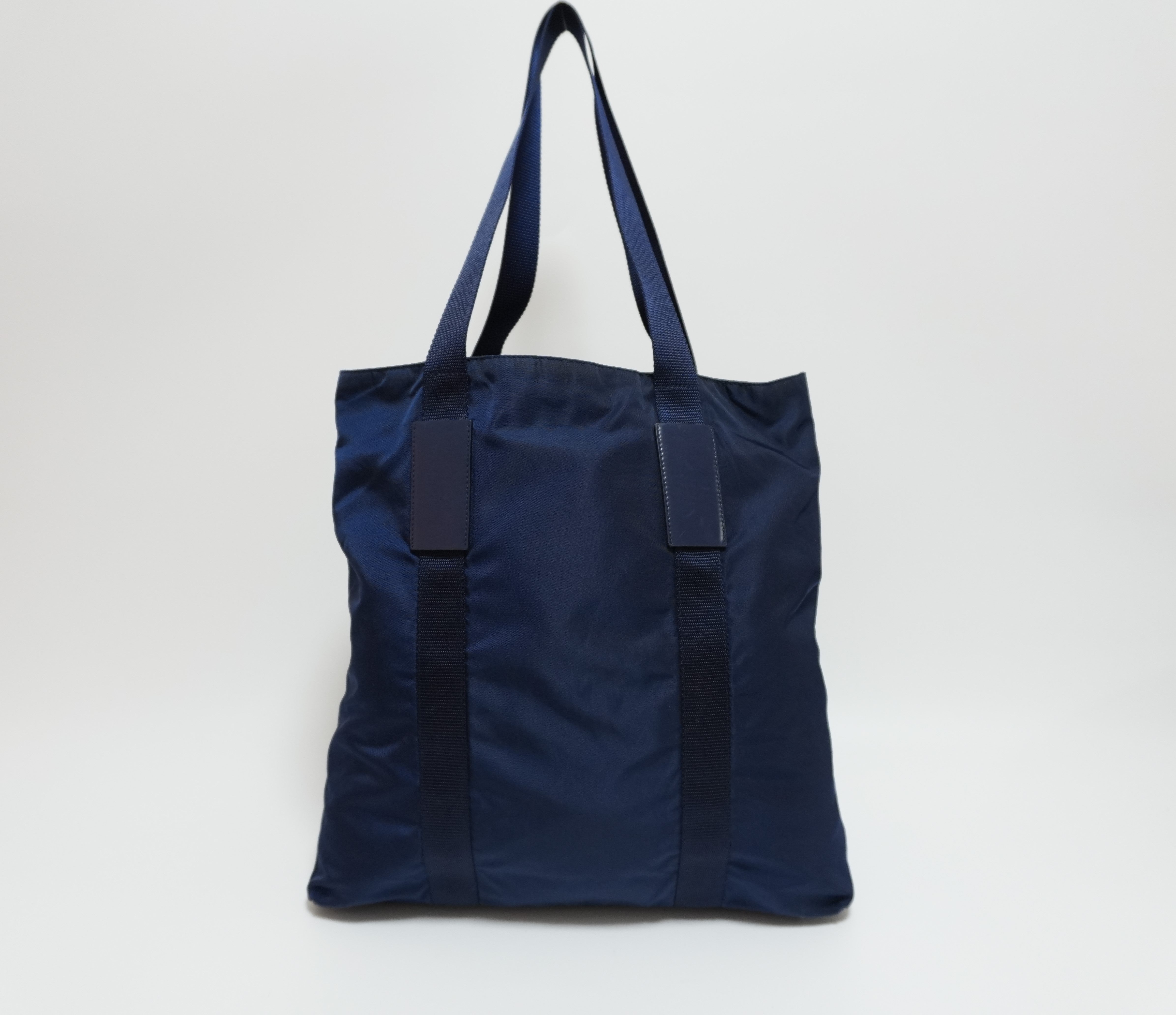 Prada Nylon Shoulder Tote Bag Blue Used