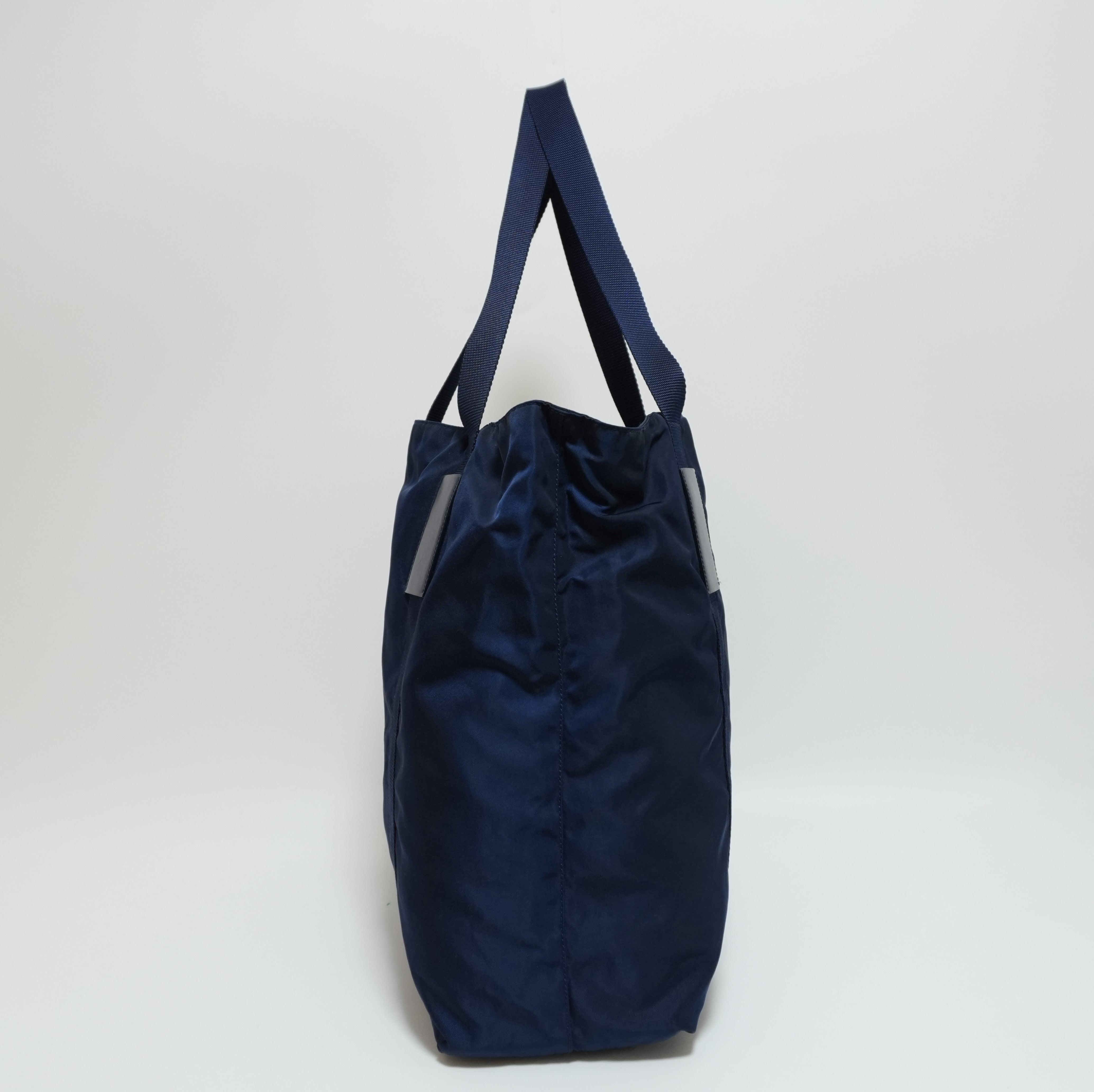 Prada Nylon Shoulder Tote Bag Blue Used