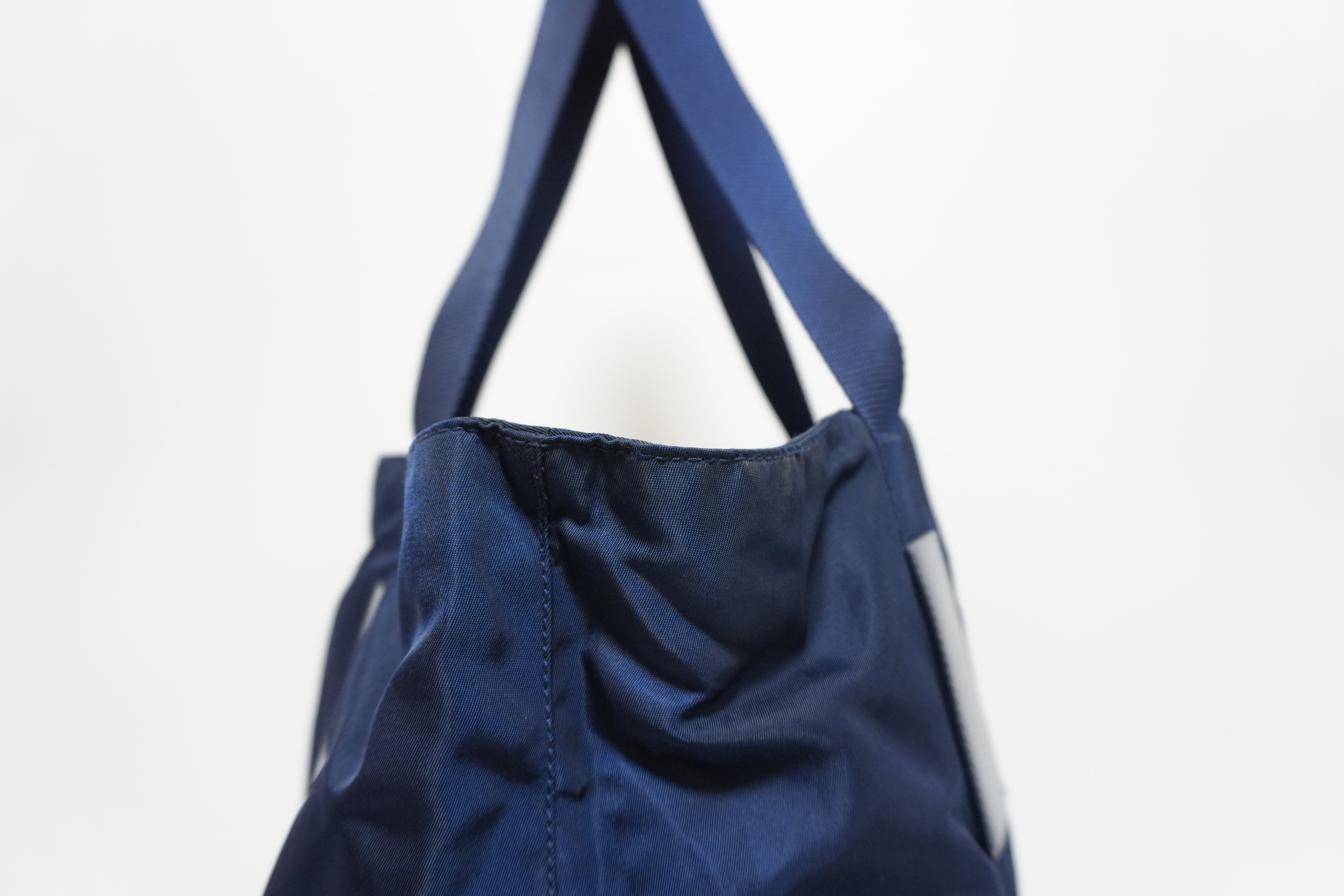 Prada Nylon Shoulder Tote Bag Blue Used