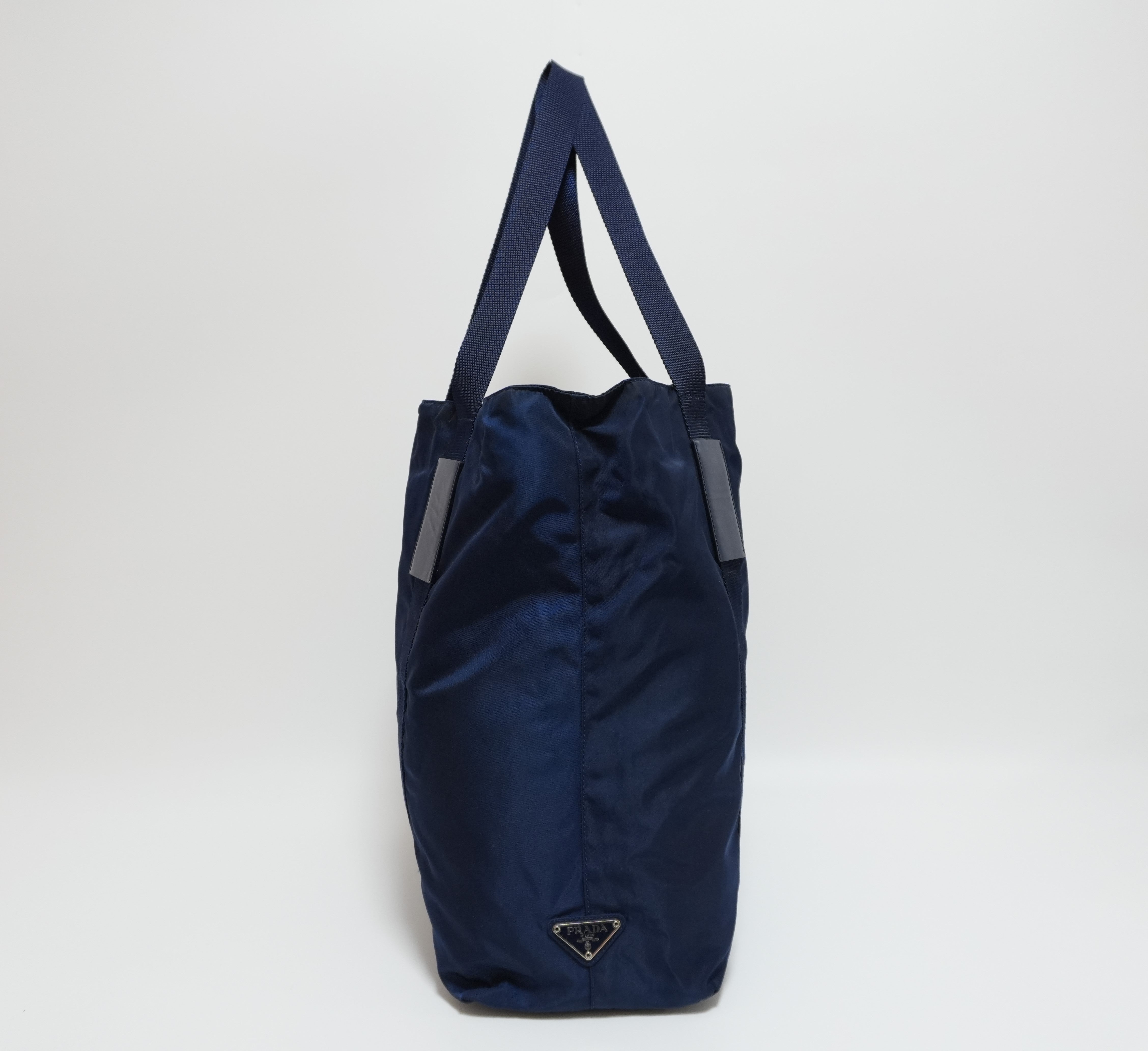 Prada Nylon Shoulder Tote Bag Blue Used