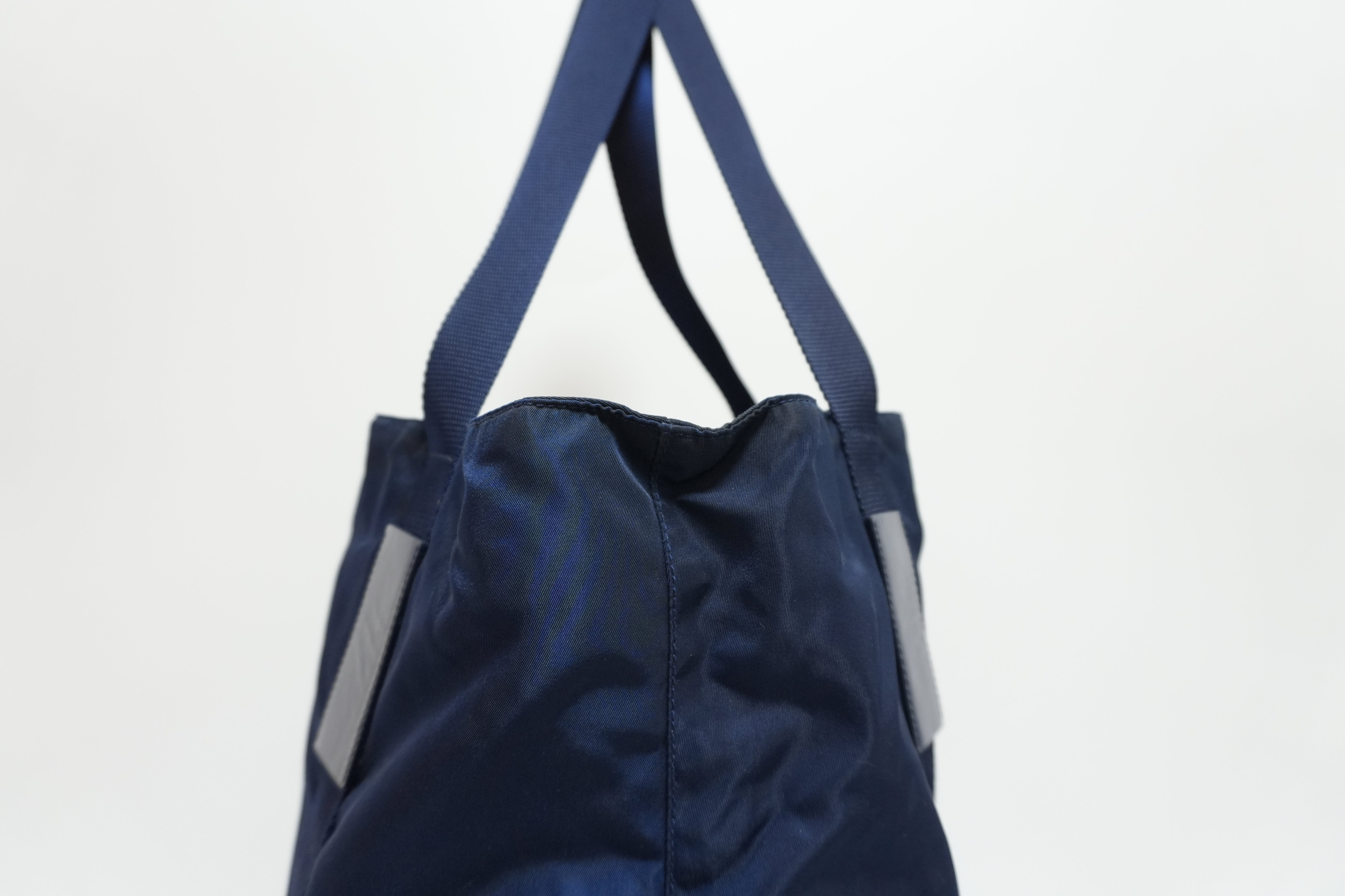 Prada Nylon Shoulder Tote Bag Blue Used