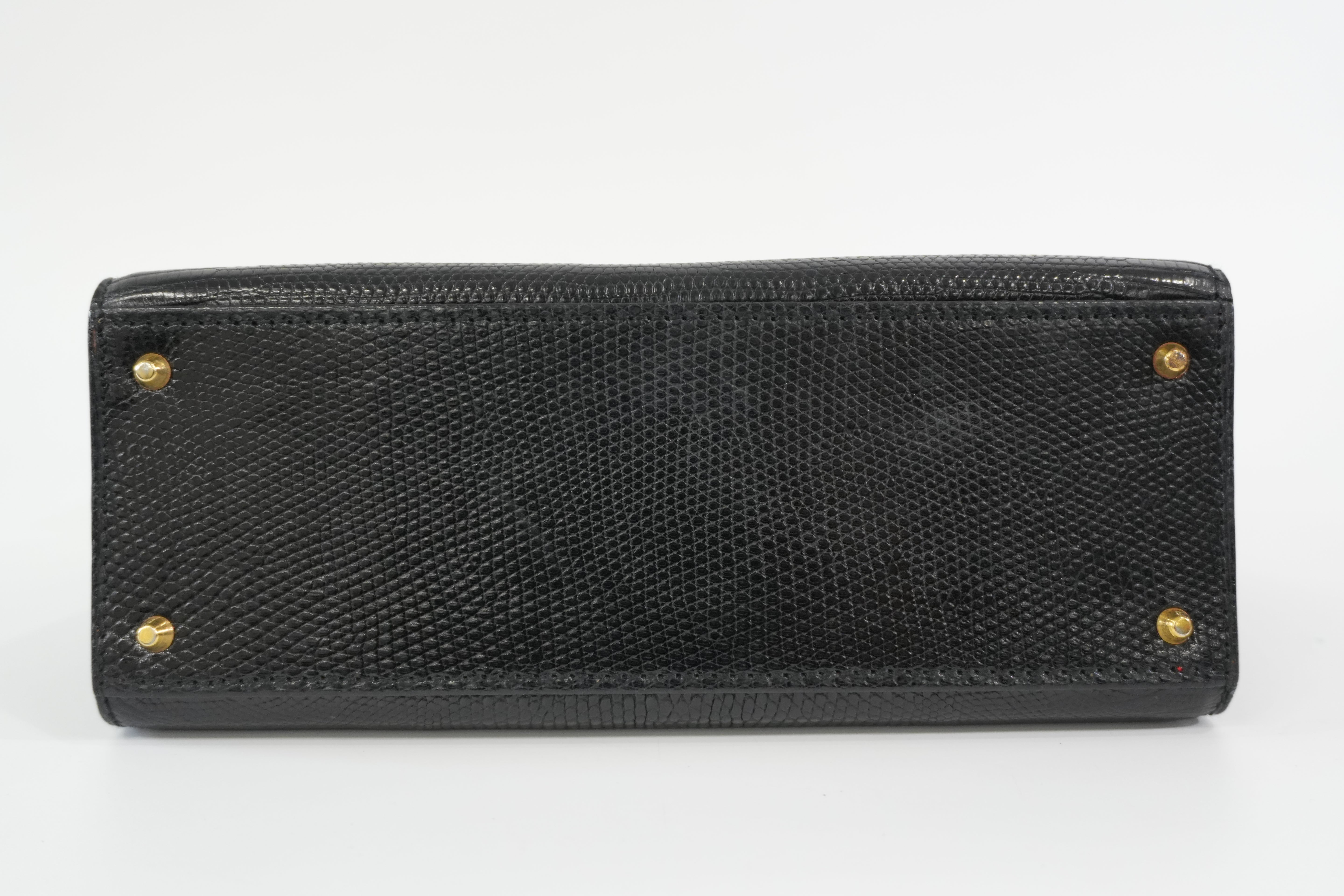 Pre-owned Celine Lizard Leather Box Pattern Shoulder Bag Black