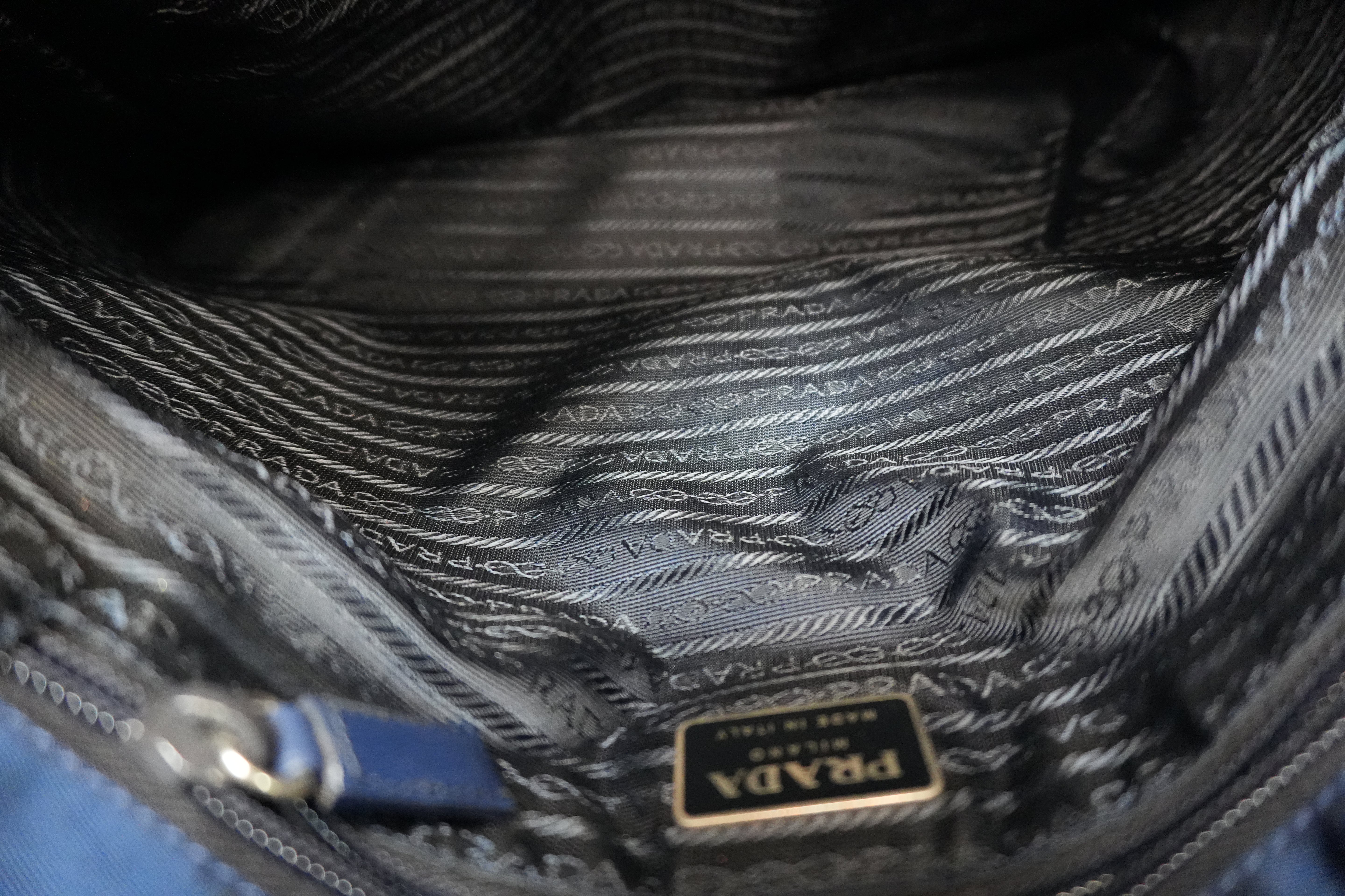 Prada Nylon Shoulder Tote Bag Blue Used