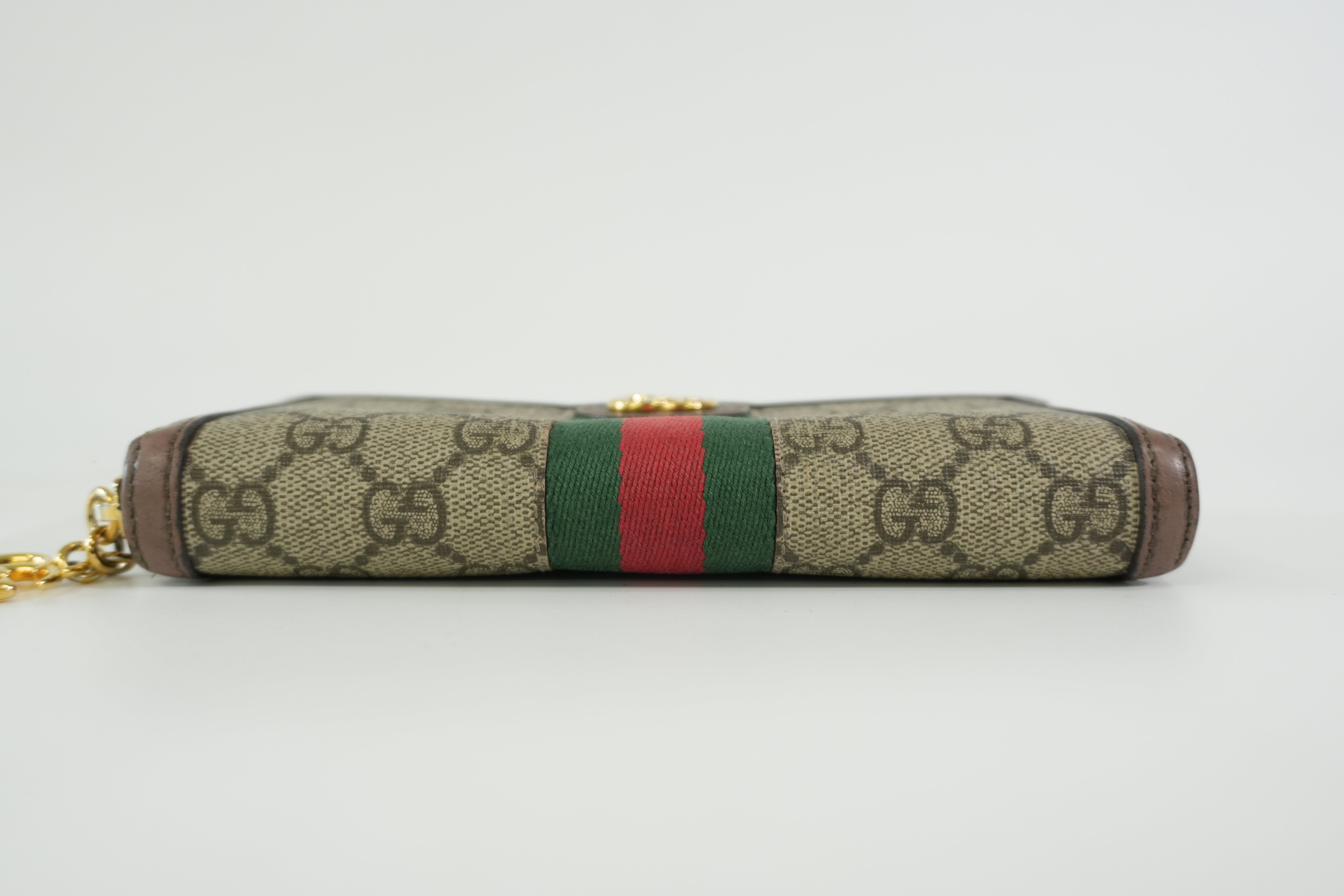 Pre-owned Gucci Ophidia Zippy Long Wallet Brown