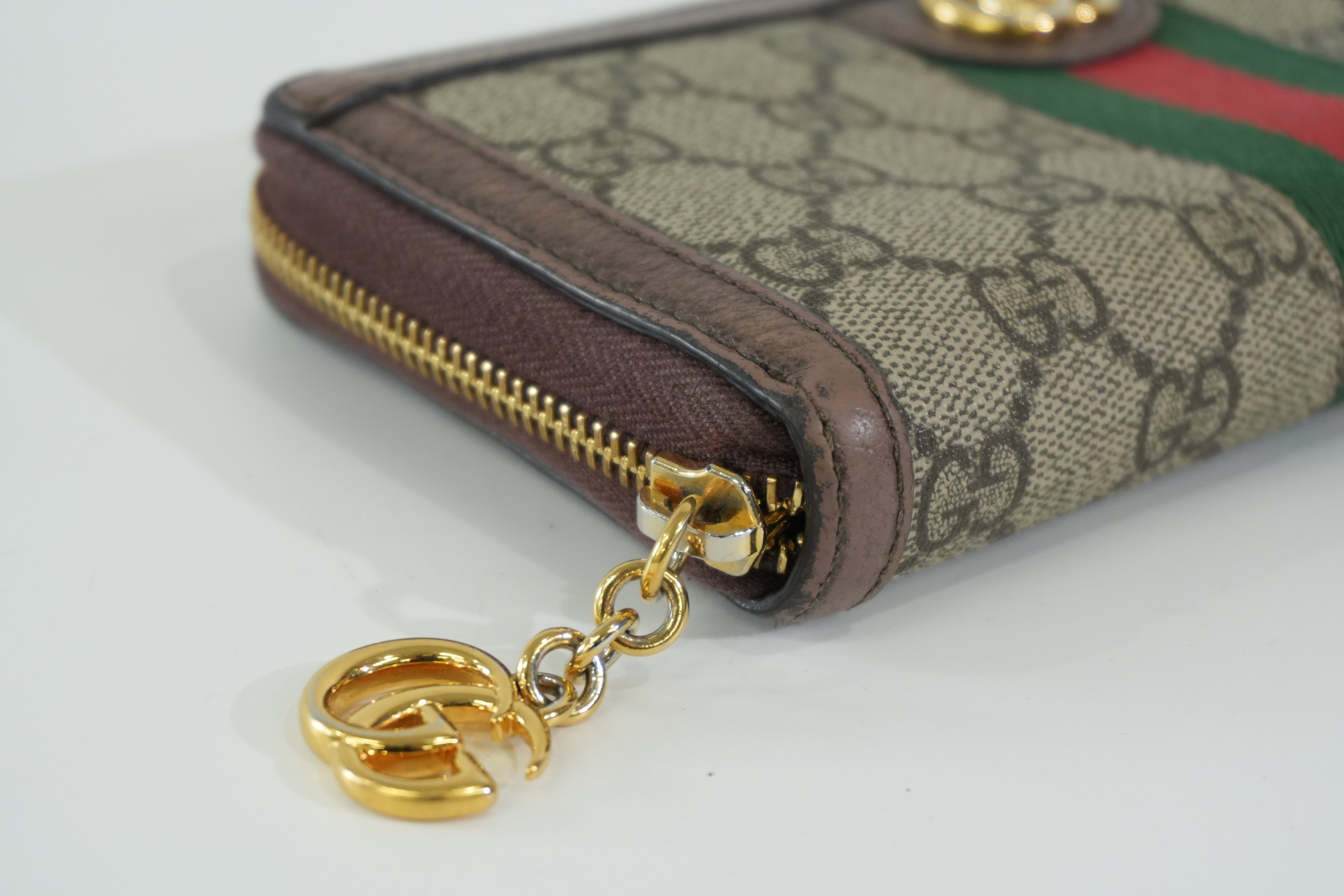 Pre-owned Gucci Ophidia Zippy Long Wallet Brown