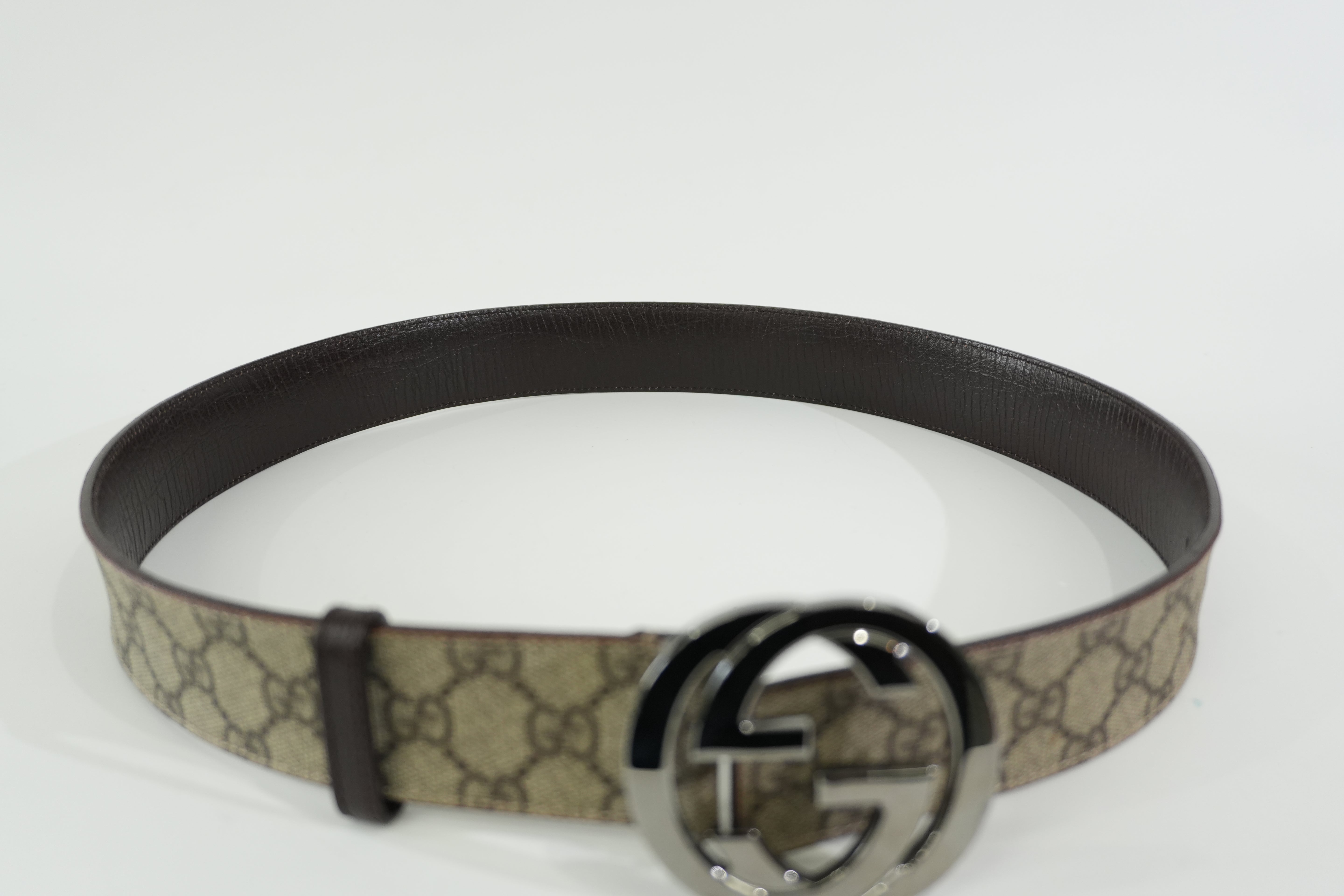 Pre-owned Gucci Guccisima Belt Size 85 Brown