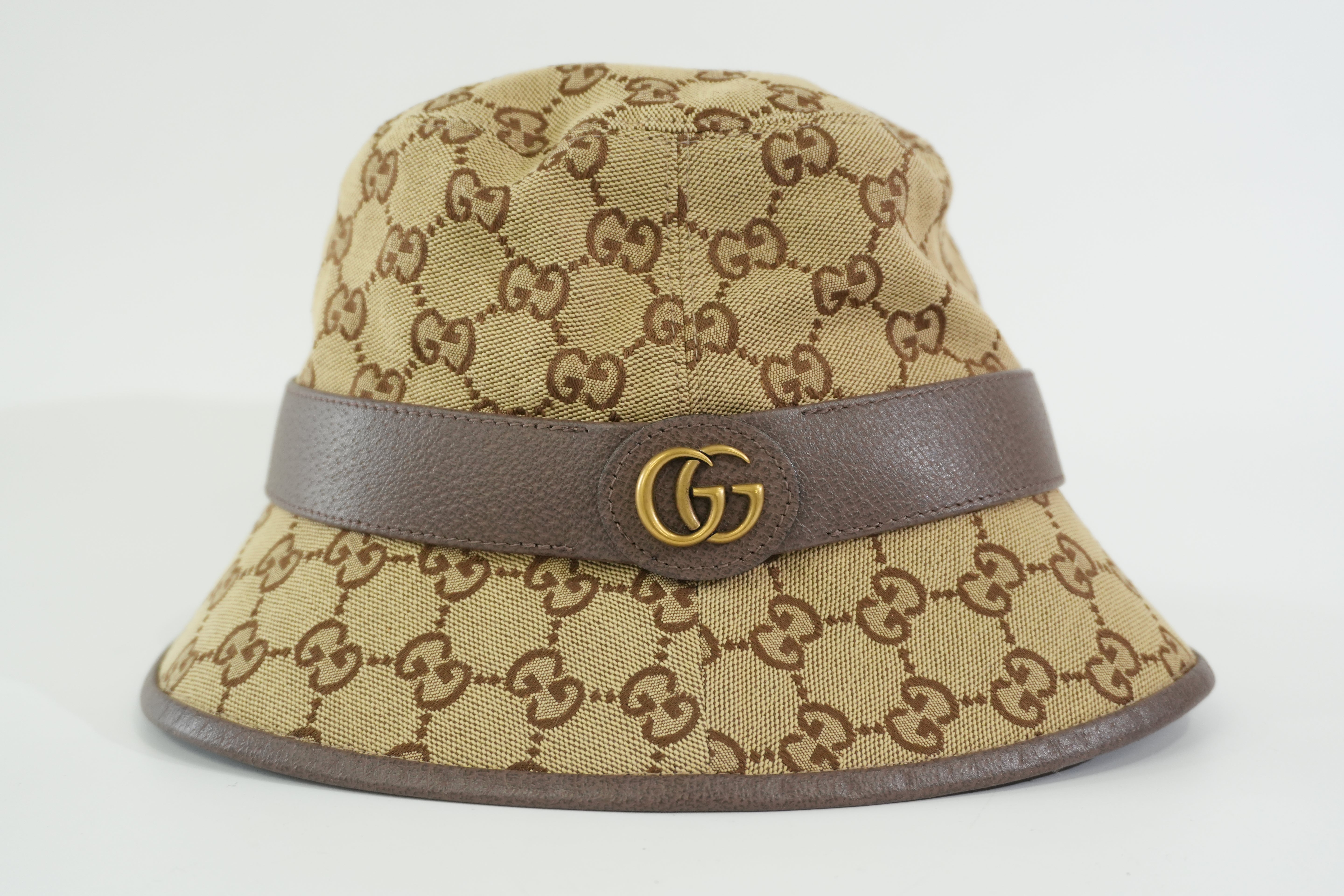 Pre-owned Gucci Guccisima Bucket Hat Size L Brown