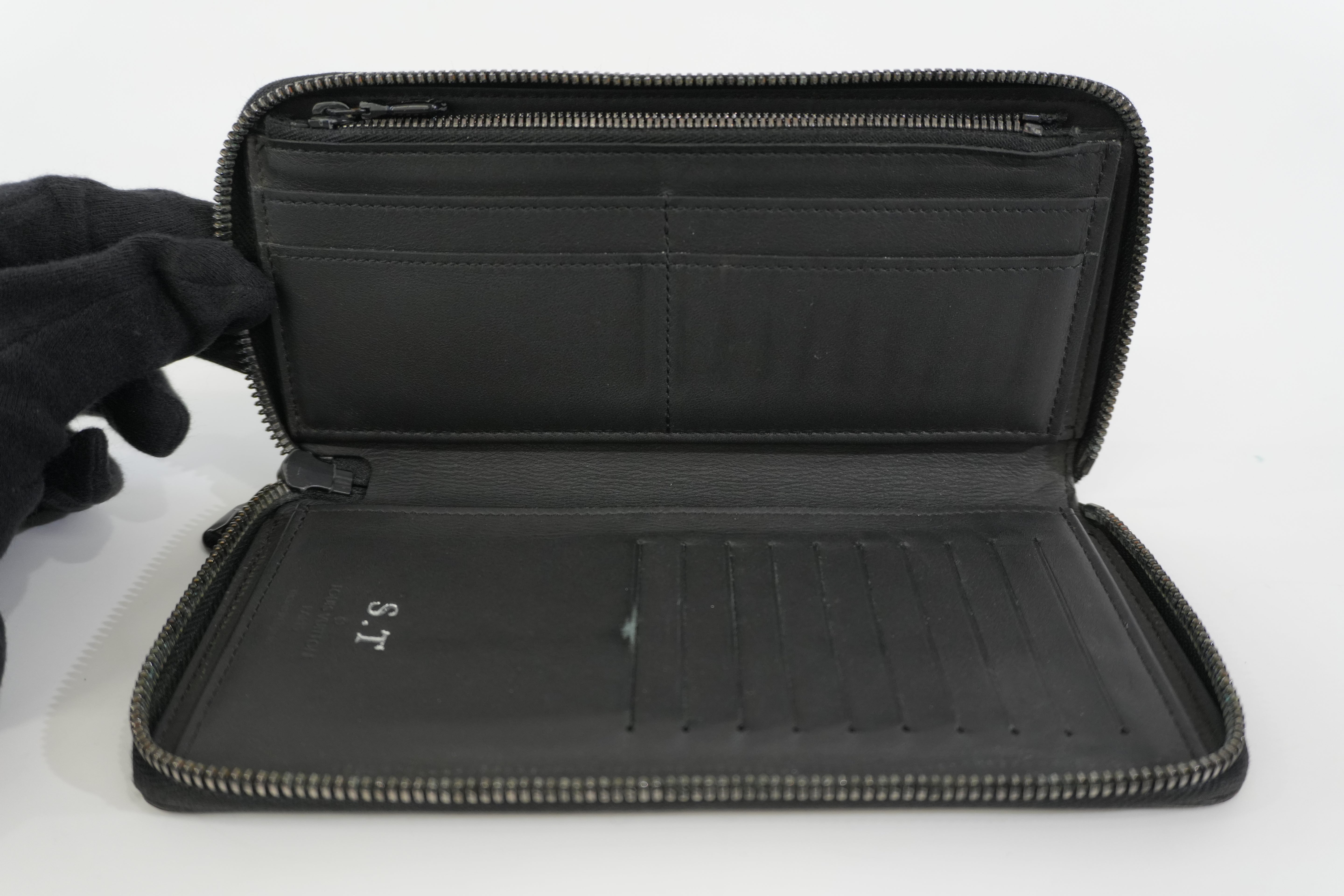 Pre-owned Louis Vuitton Shadow Monogram Vertical Zippy Wallet Black