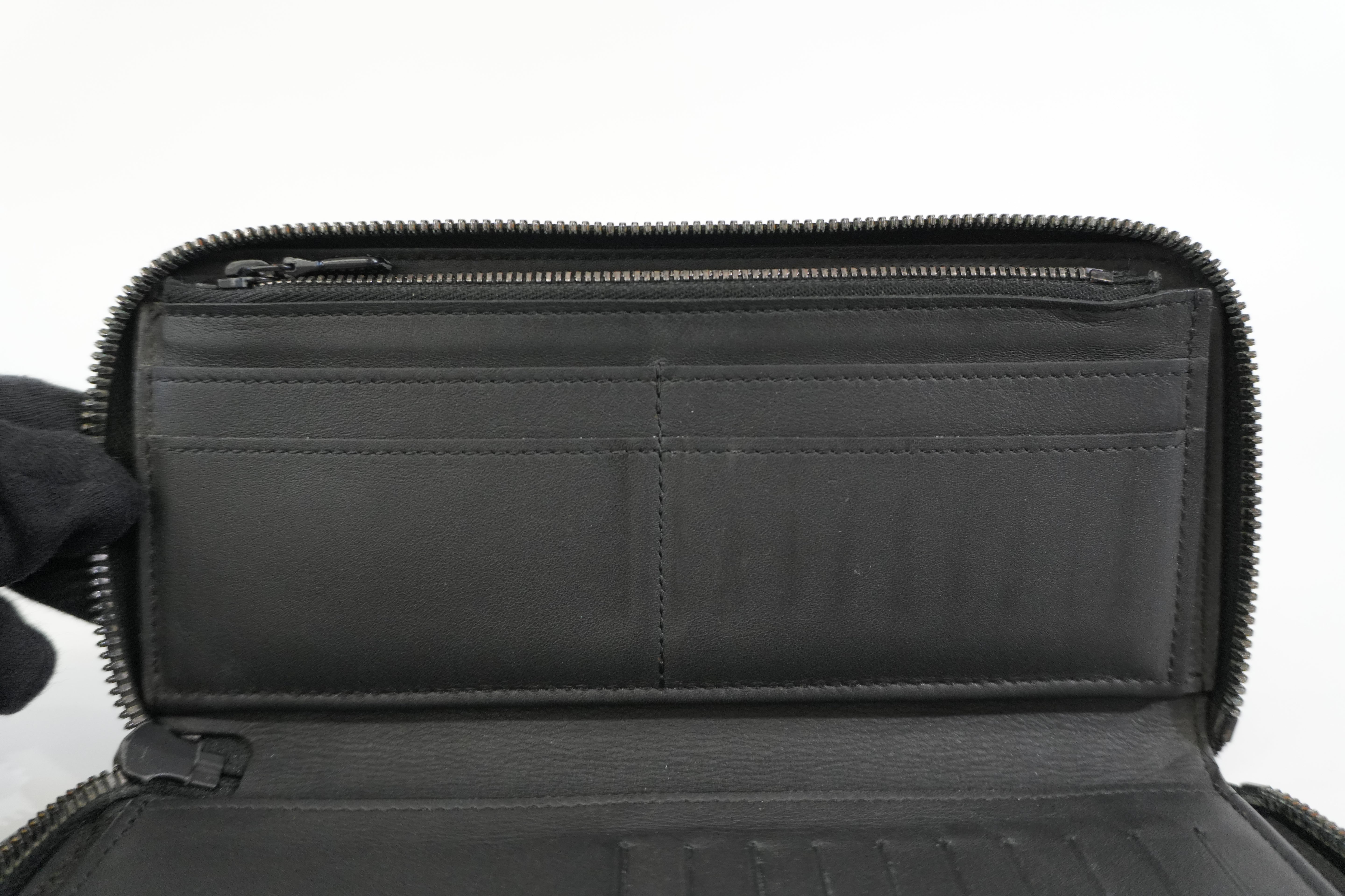 Pre-owned Louis Vuitton Shadow Monogram Vertical Zippy Wallet Black