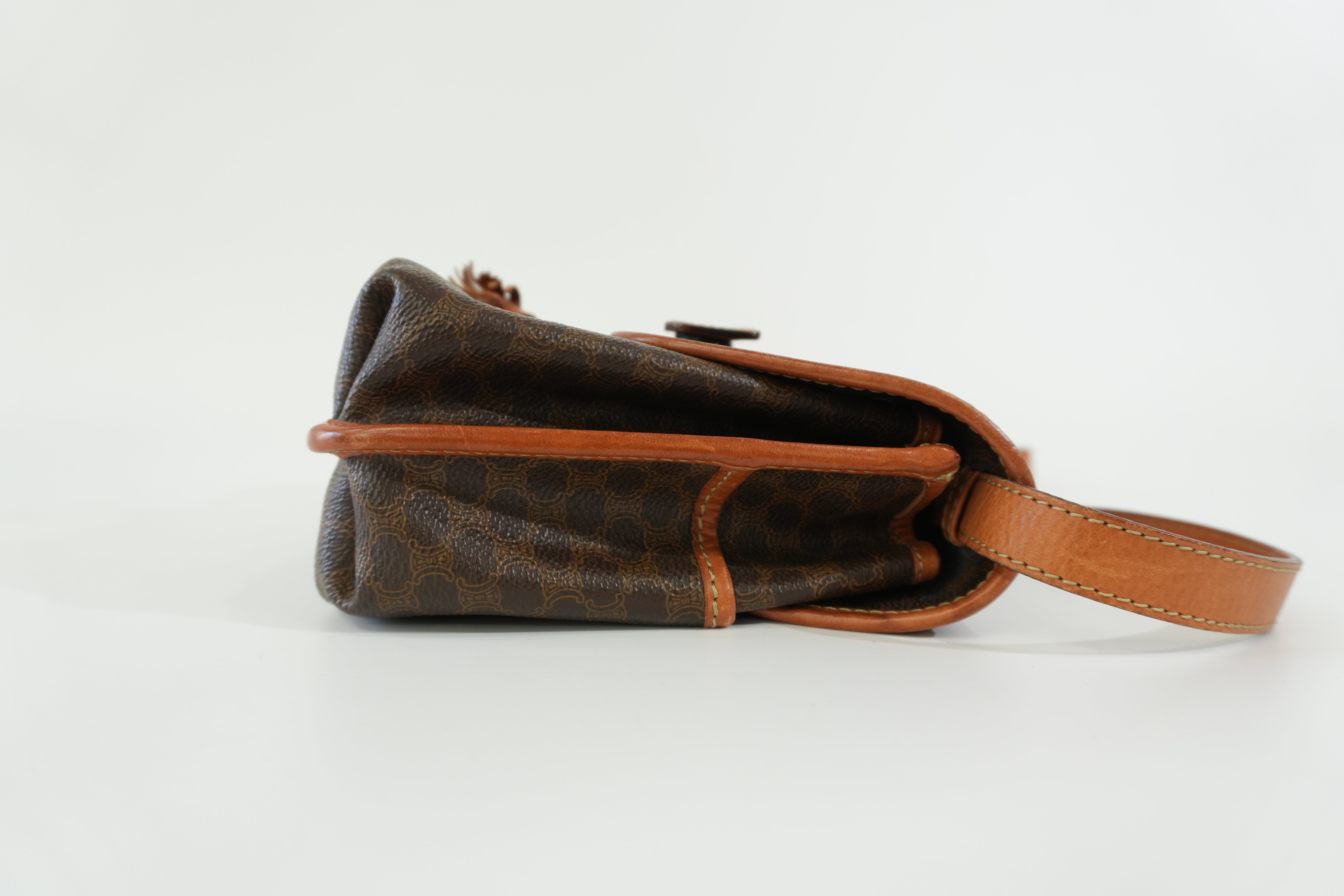 Pre-owned Celine Macadam Shoulder Bag Brown