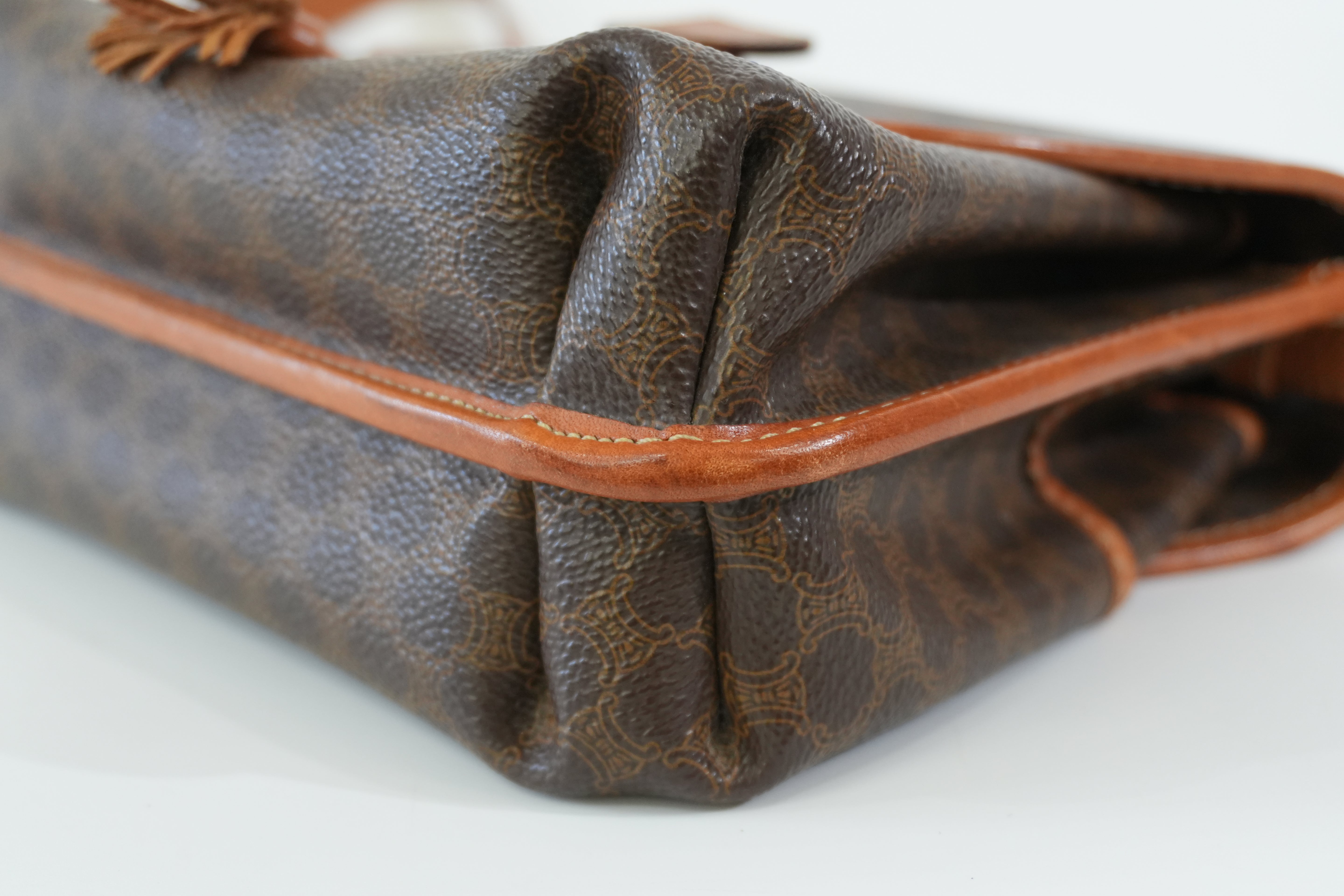 Pre-owned Celine Macadam Shoulder Bag Brown