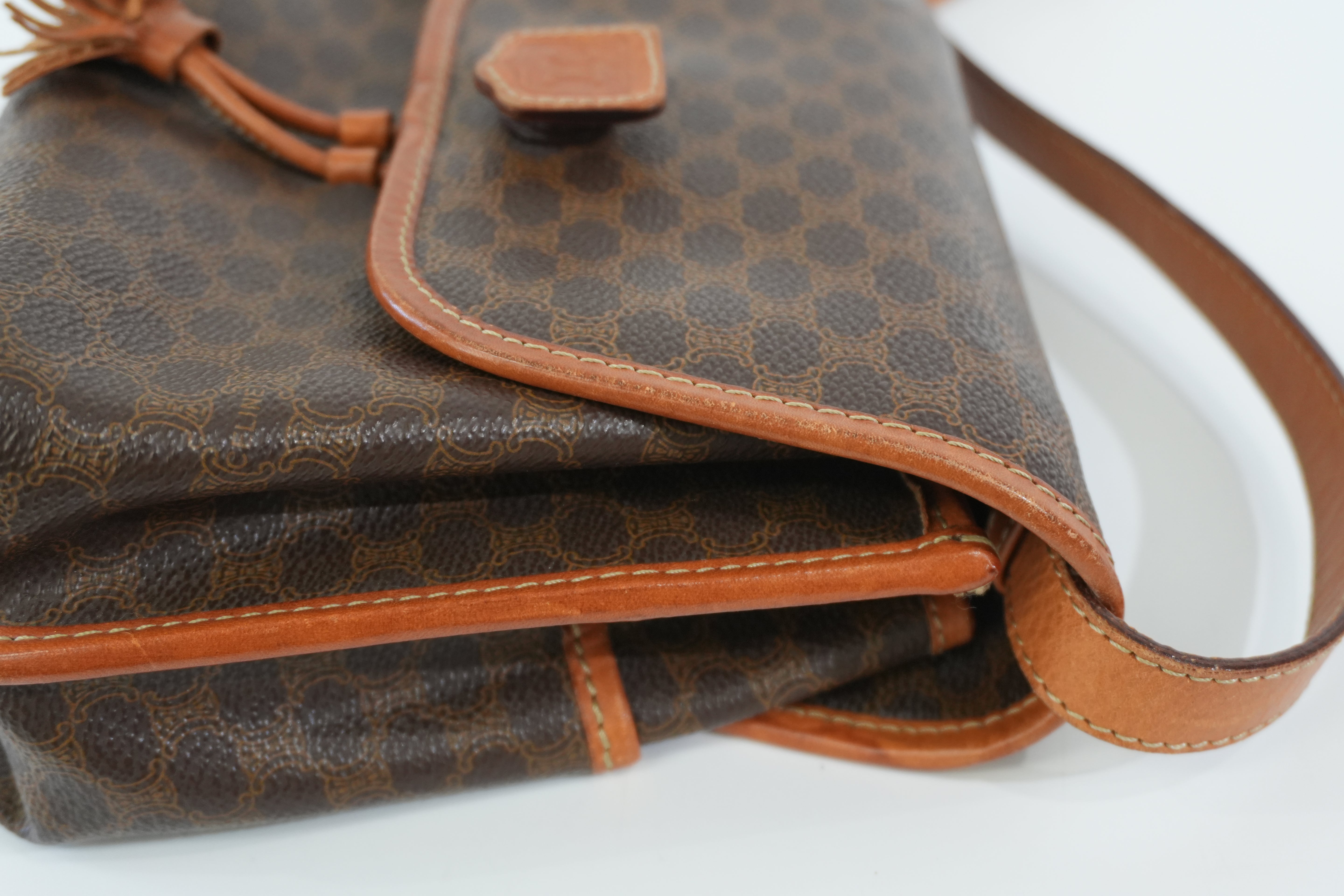 Pre-owned Celine Macadam Shoulder Bag Brown