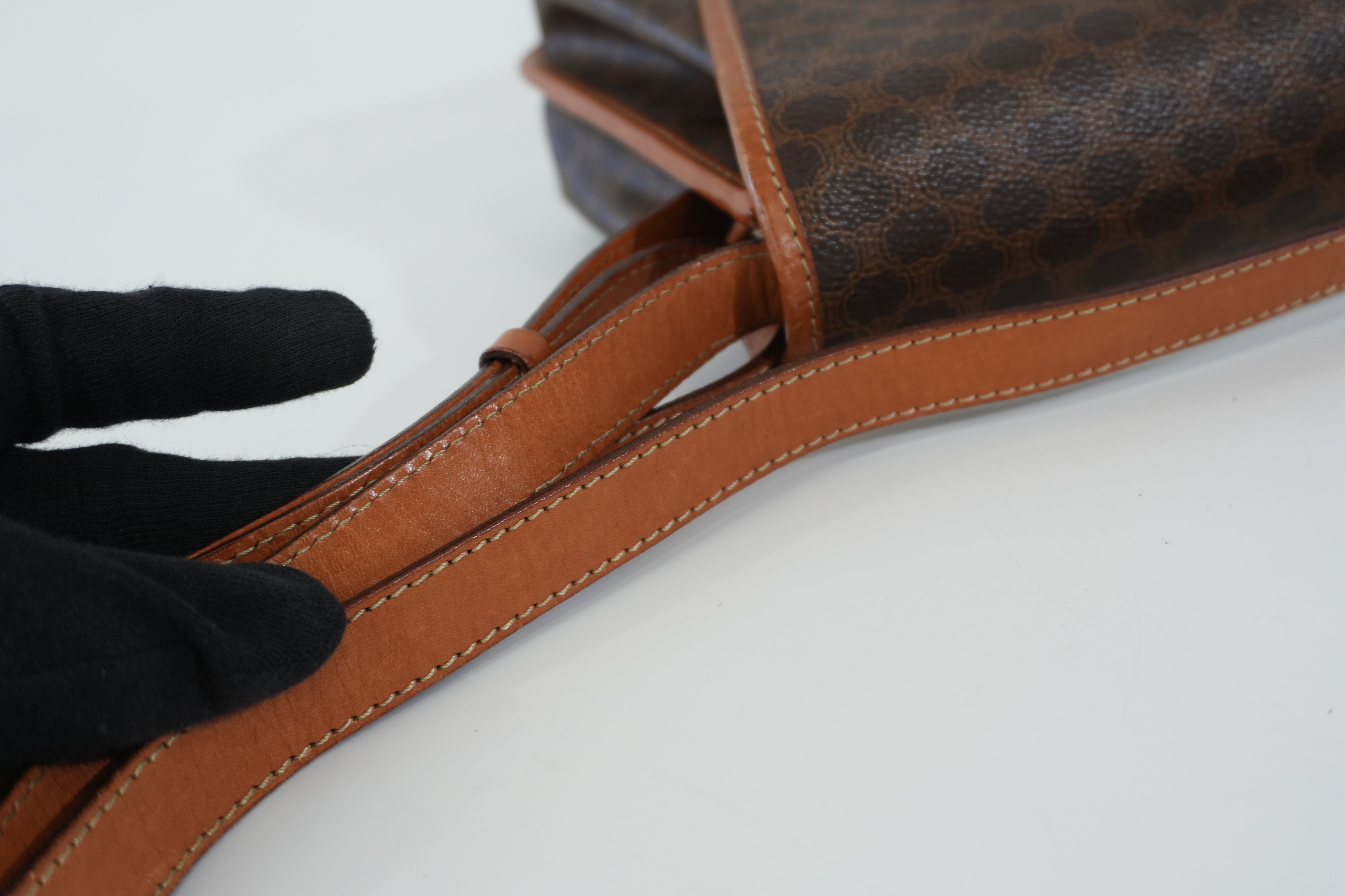 Pre-owned Celine Macadam Shoulder Bag Brown